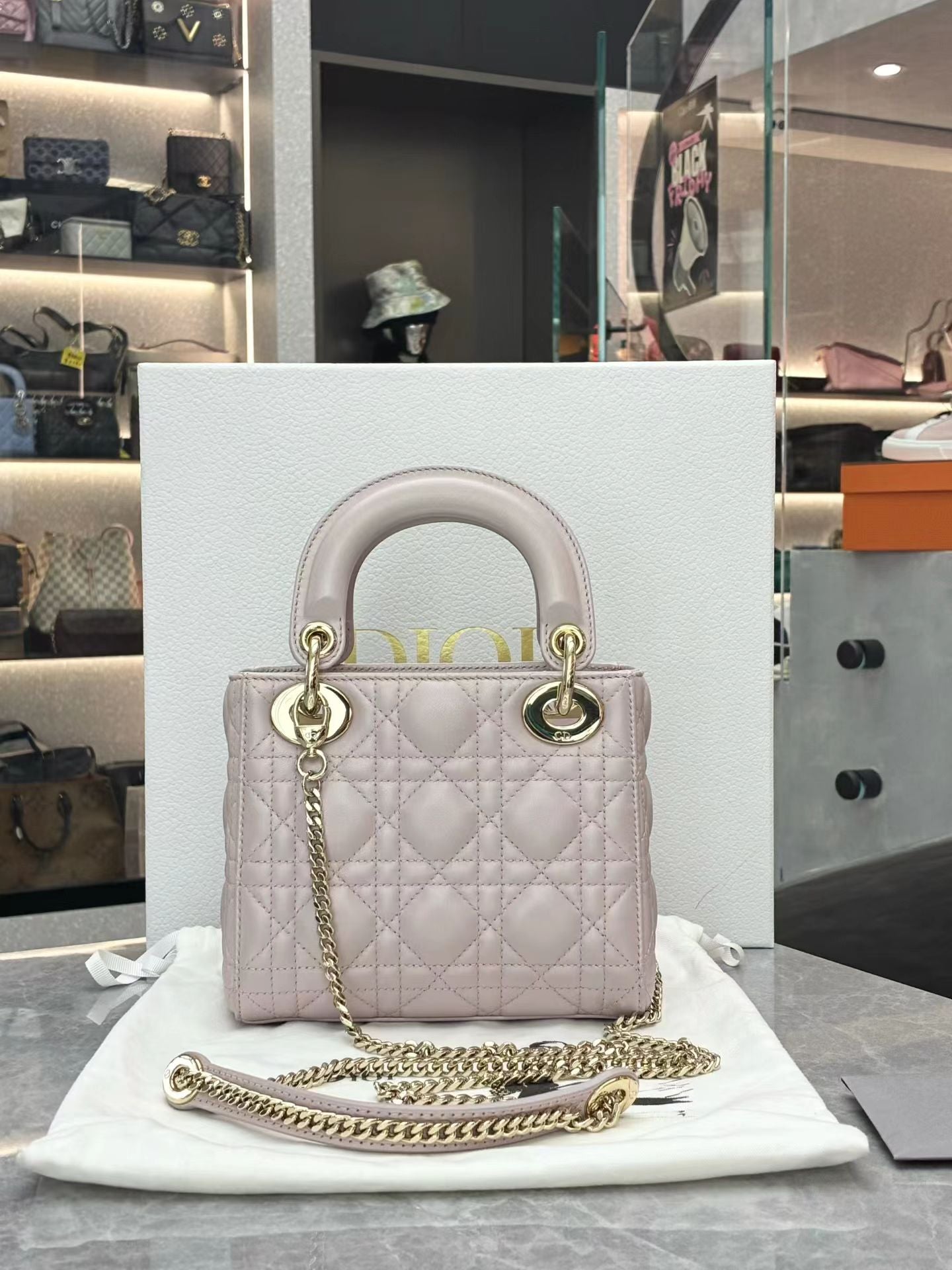 Dior Mini Lady Dior bag Light Pink/Gold