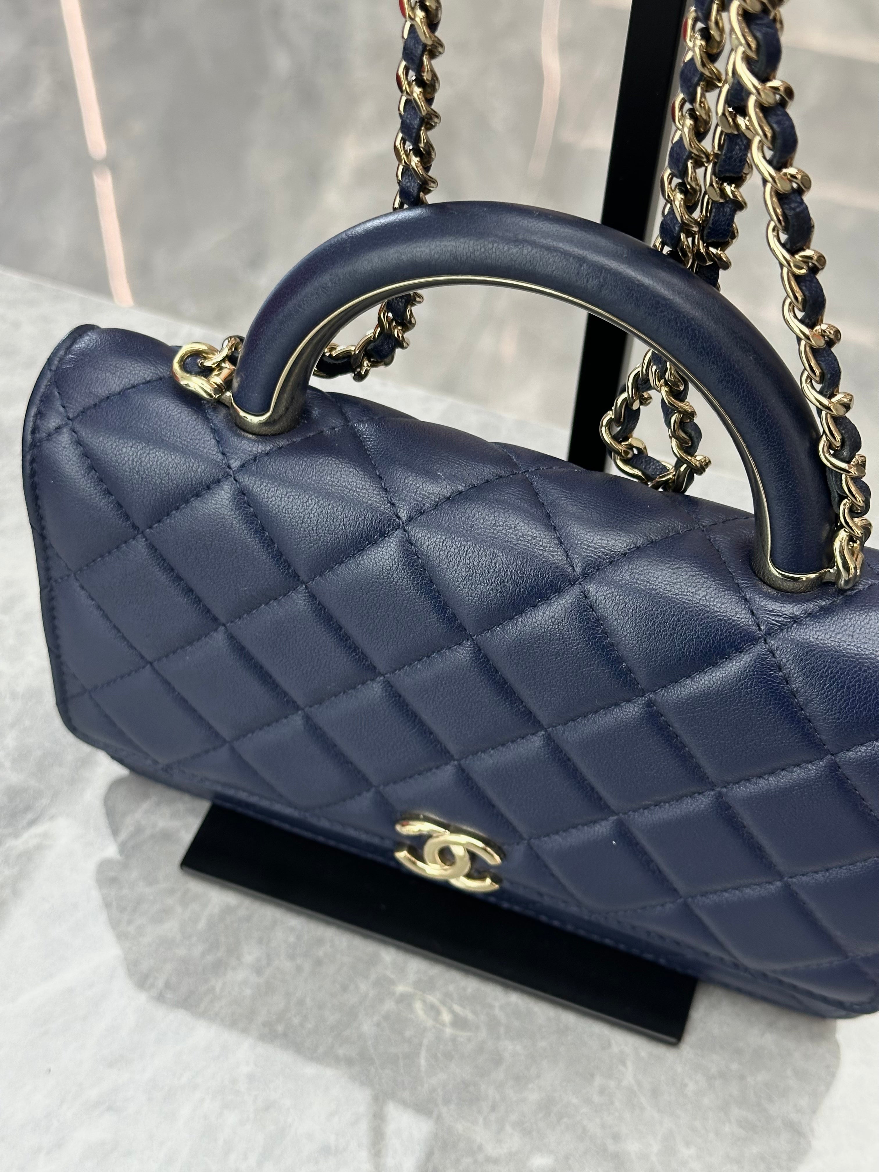 Chanel 22A Handle WOC (Wallet on Chain) in dark blue lambskin with GHW