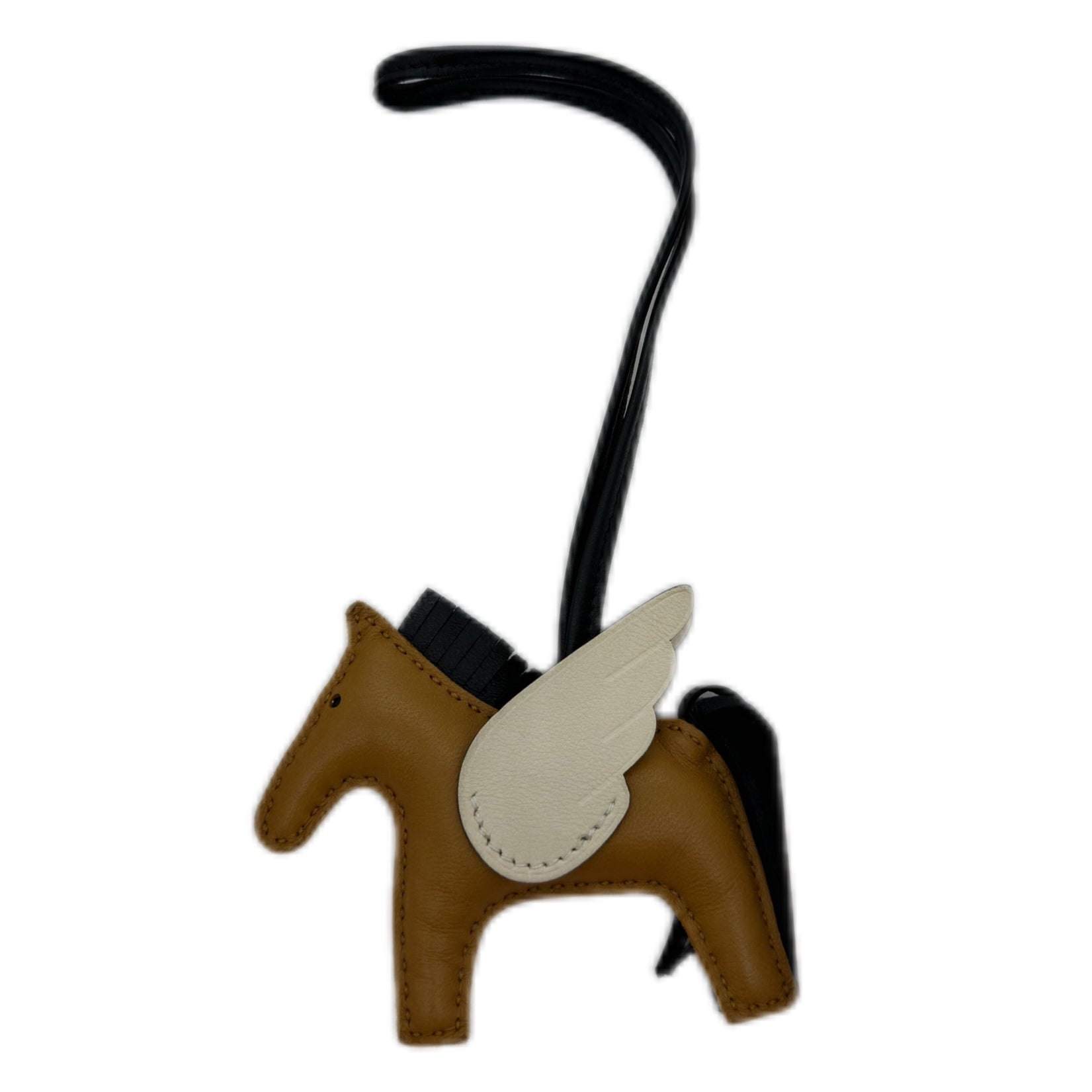 HERMÈS RODEO Pegase PM Bag Charm (Sesame/Beige/Black) Z STAMP