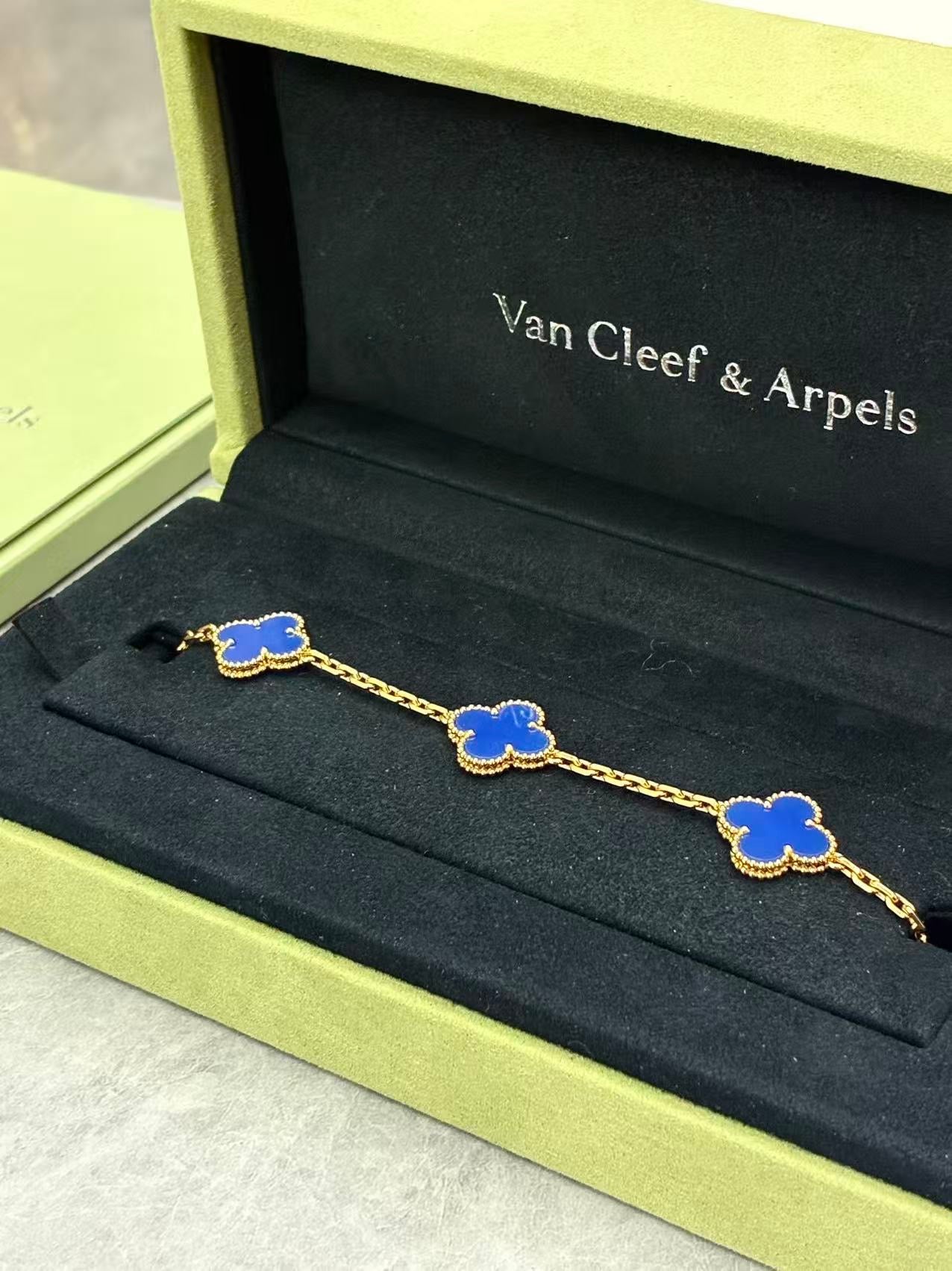 Van Cleef & Arpels Alhambra five-motif bracelet in blue chalcedony