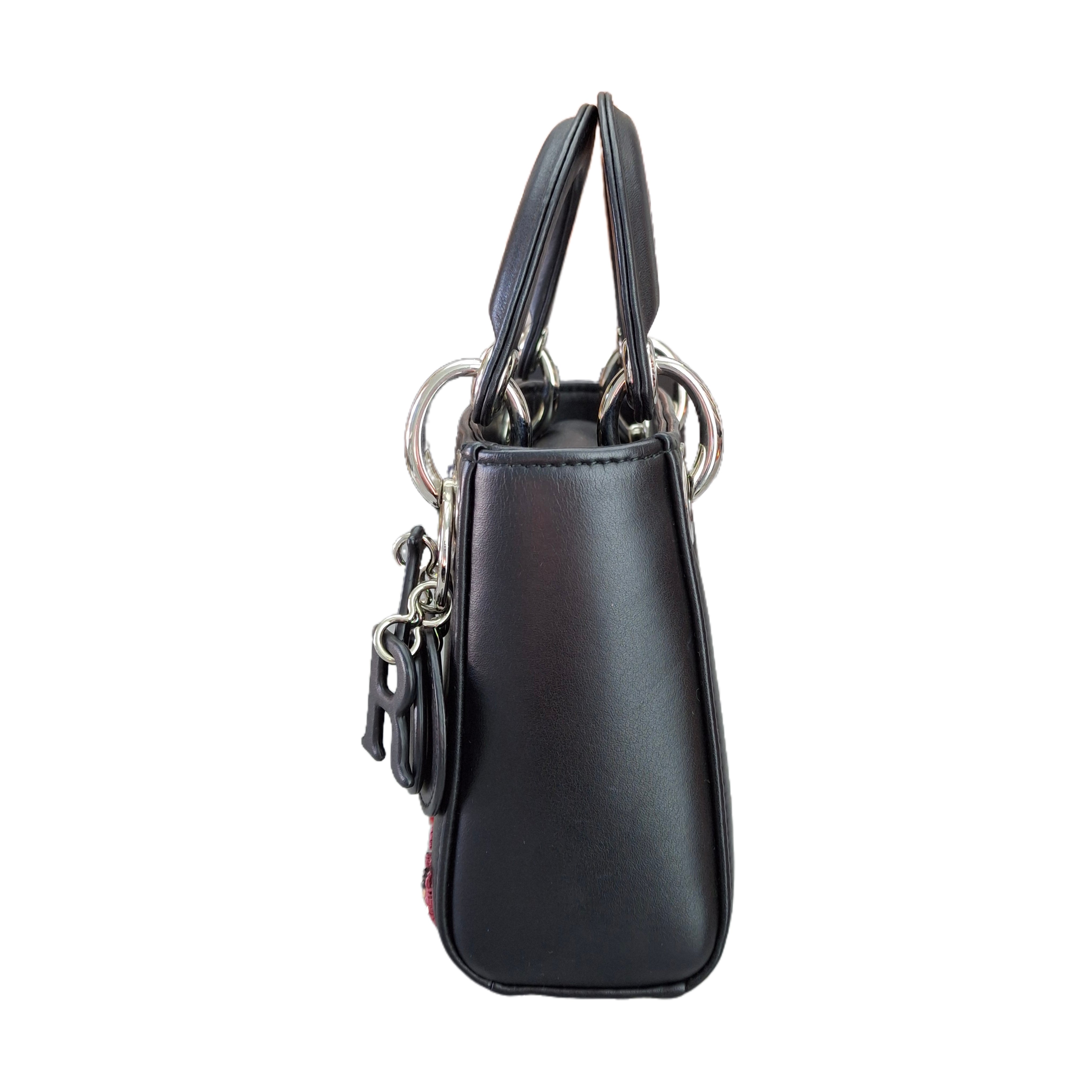 CHRISTIAN DIOR Mini Embroidered ladybag Black Leather(Limited Edition)