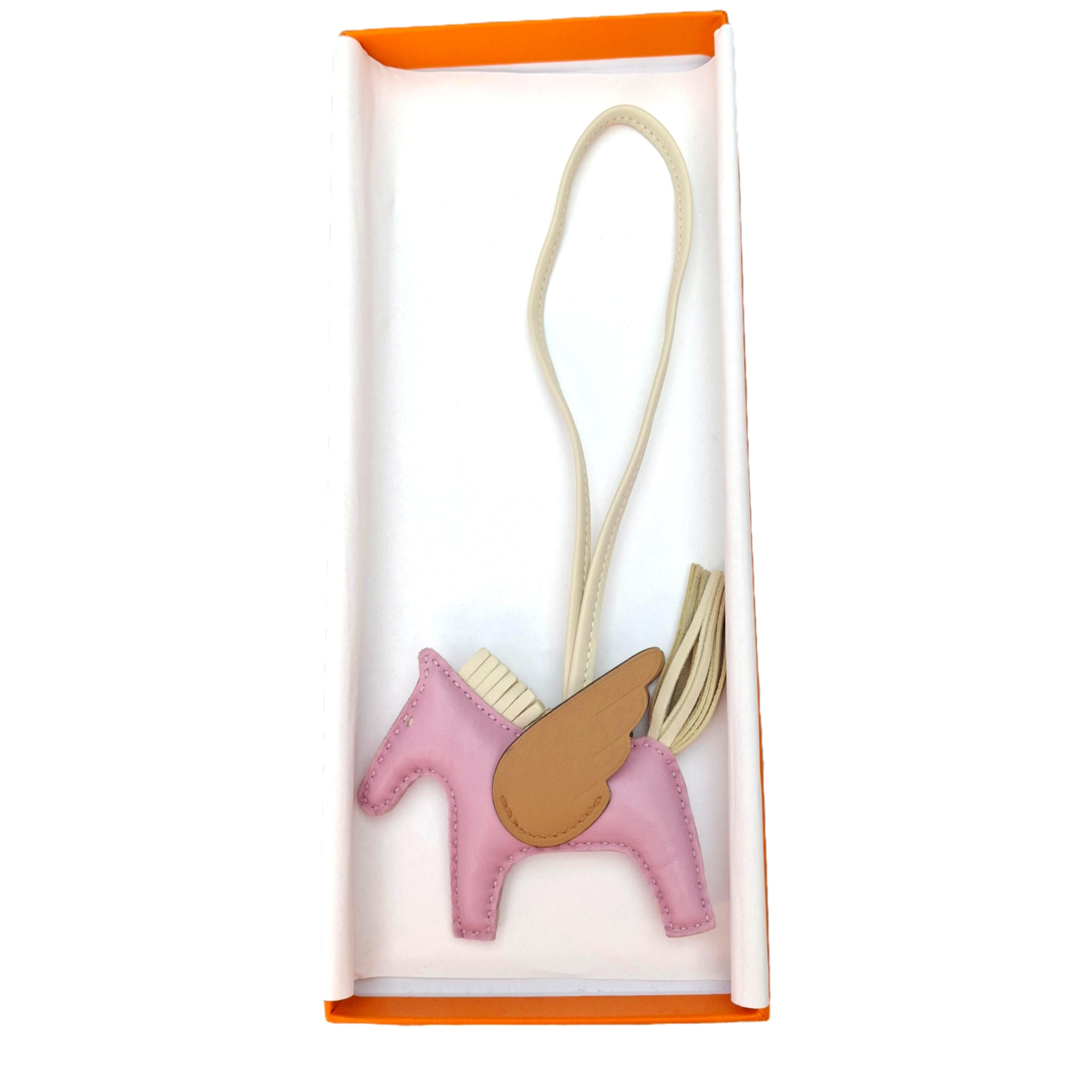HERMÈS Rodeo Pegase PM Bag Charm (Pink/Beige/Gold)B stamp