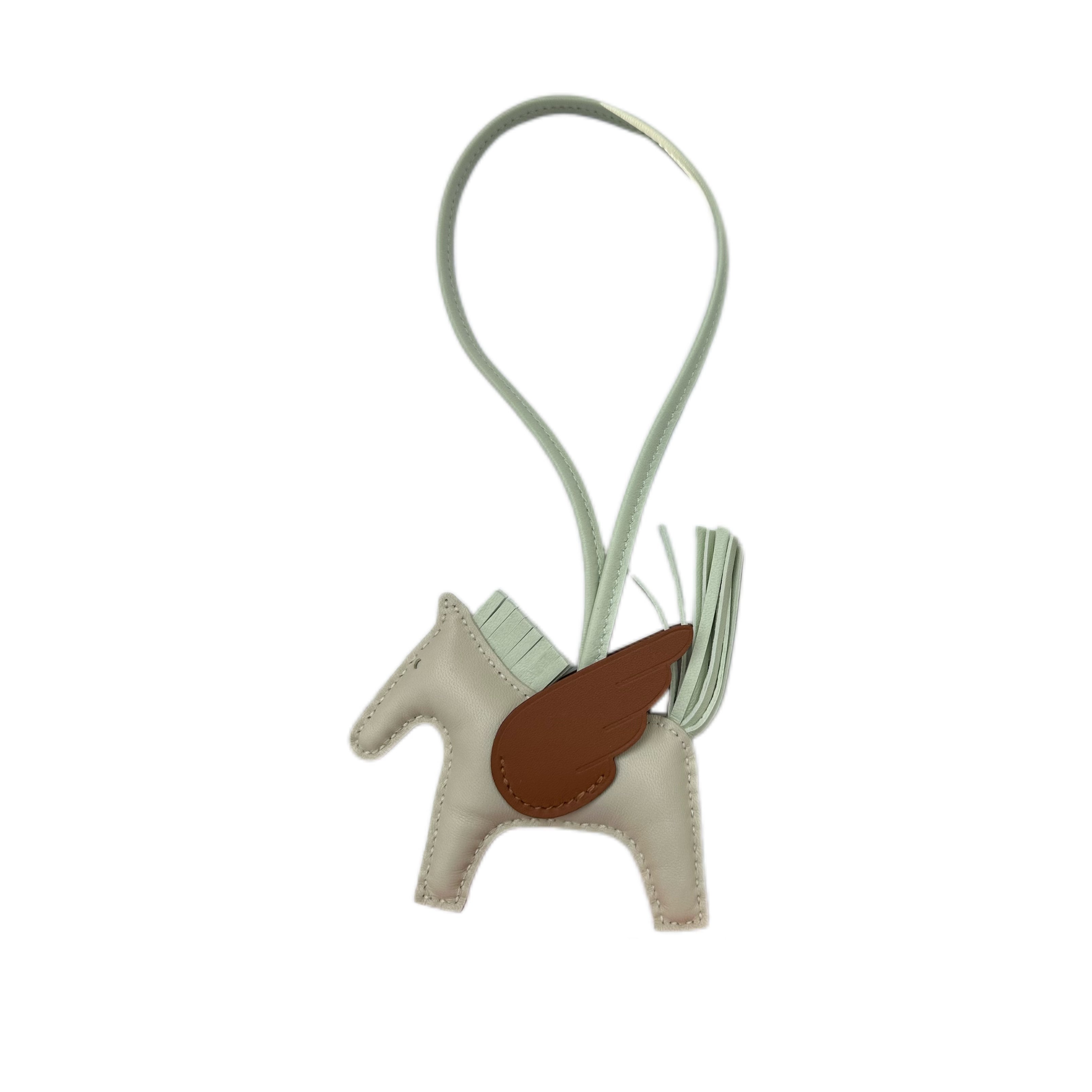 HERMÈS RODEO Pegase PM Bag Charm (Craie/ Vert Fizz/ Gold) B STAMP
