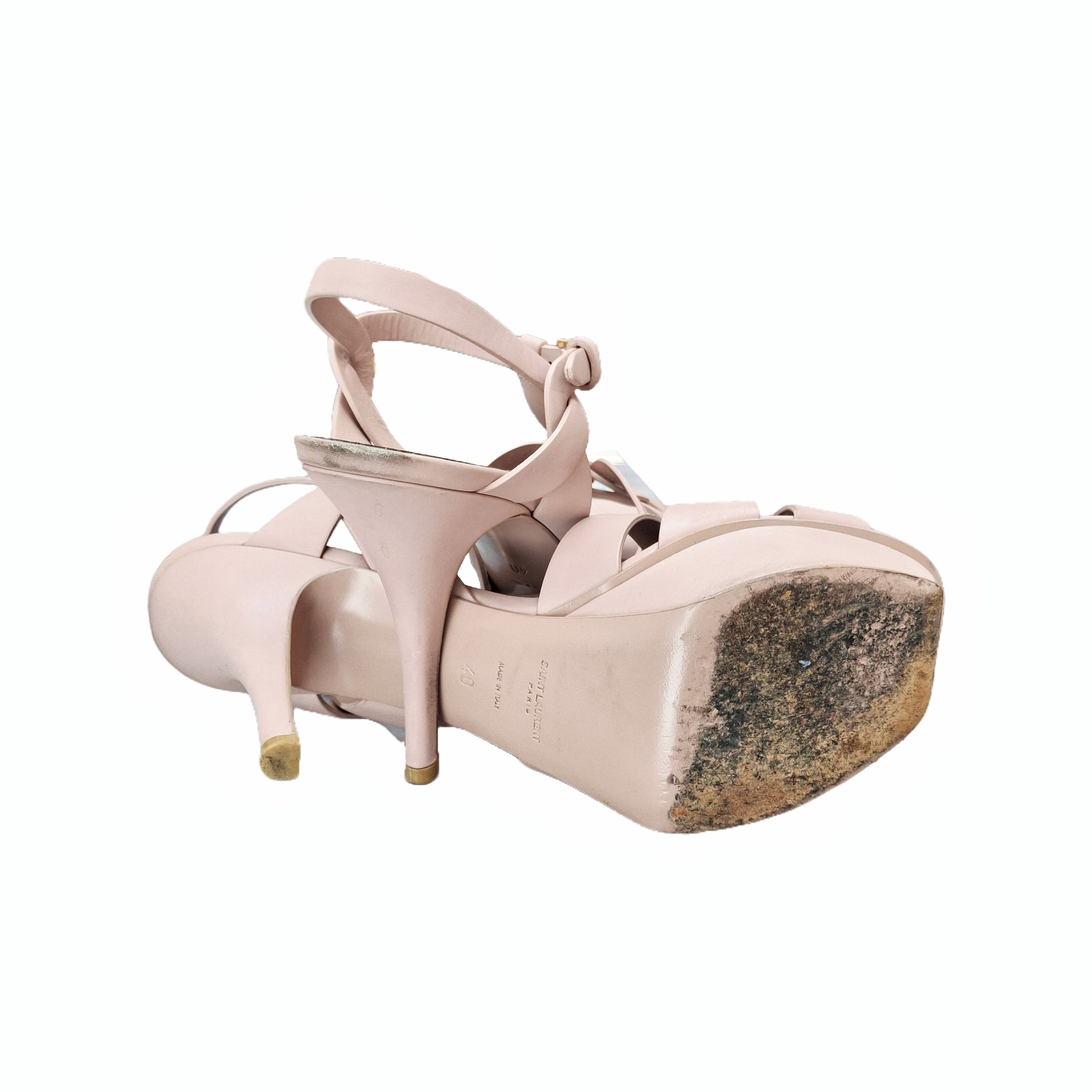 YSL Saint Laurent Light Pink Leather Tribute Sandals size 39