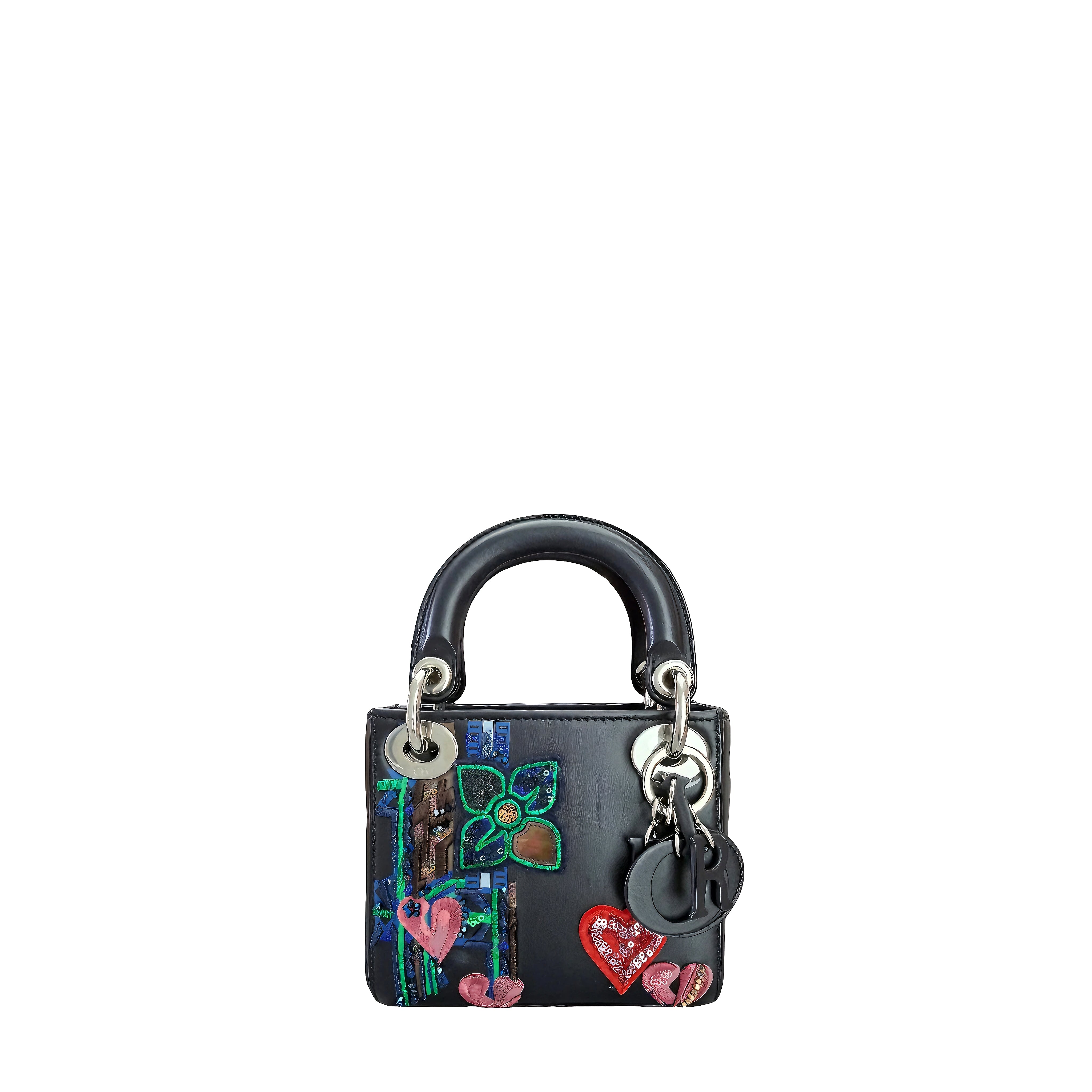 CHRISTIAN DIOR Mini Embroidered ladybag Black Leather(Limited Edition)