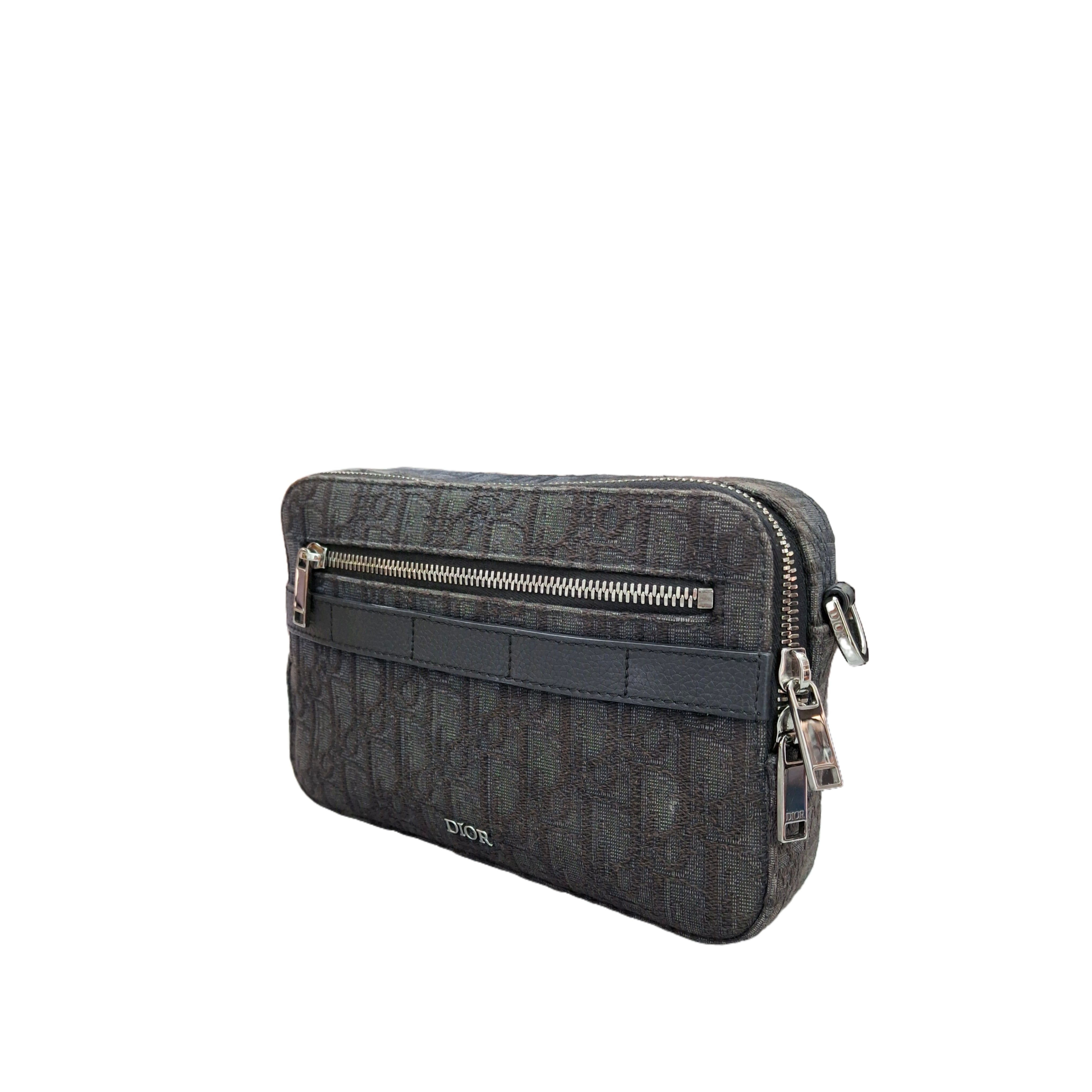 Dior Mini Safari Bag with Strap in Black Dior Oblique Jacquard