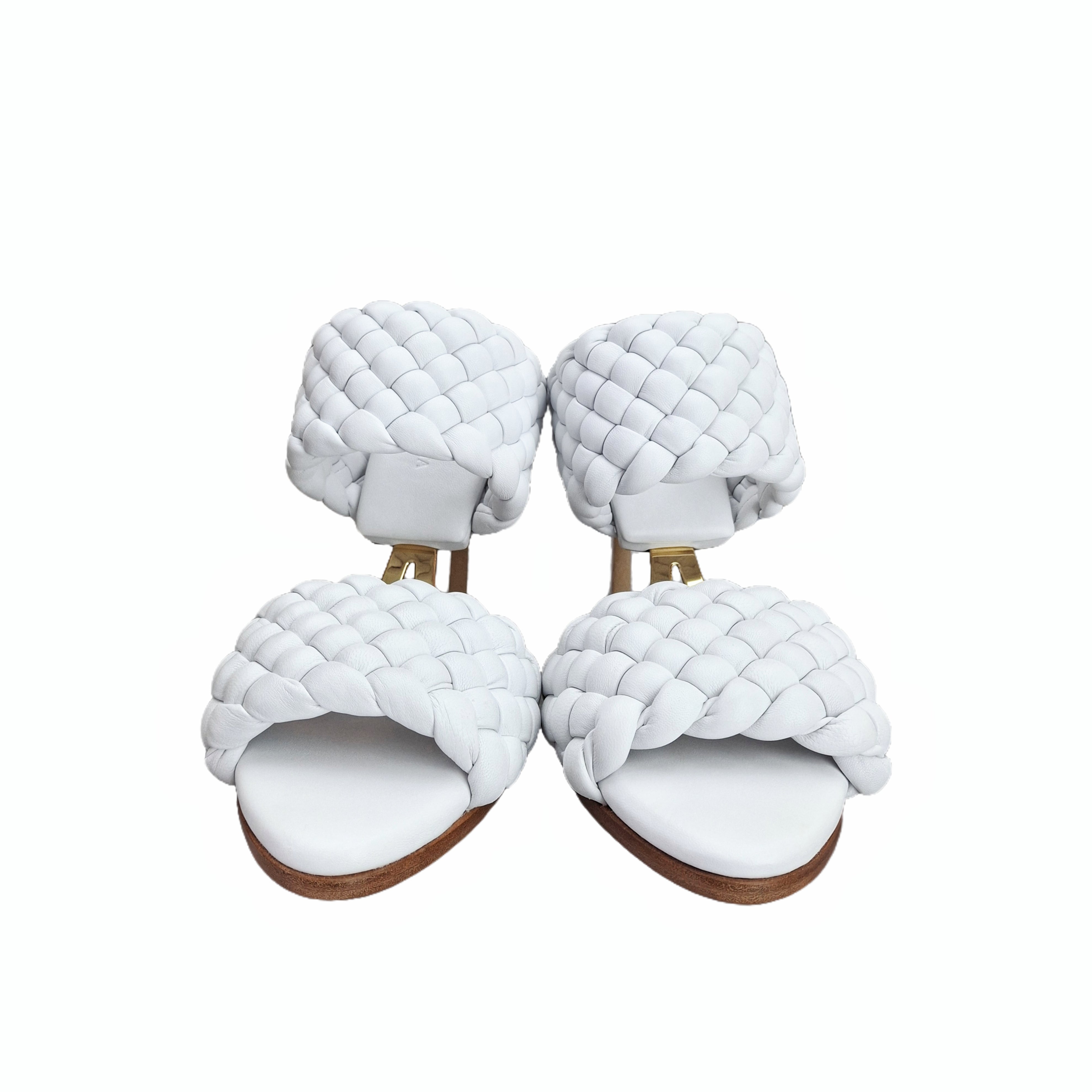 Bottega Veneta Curve Sandals (White) 38.5
