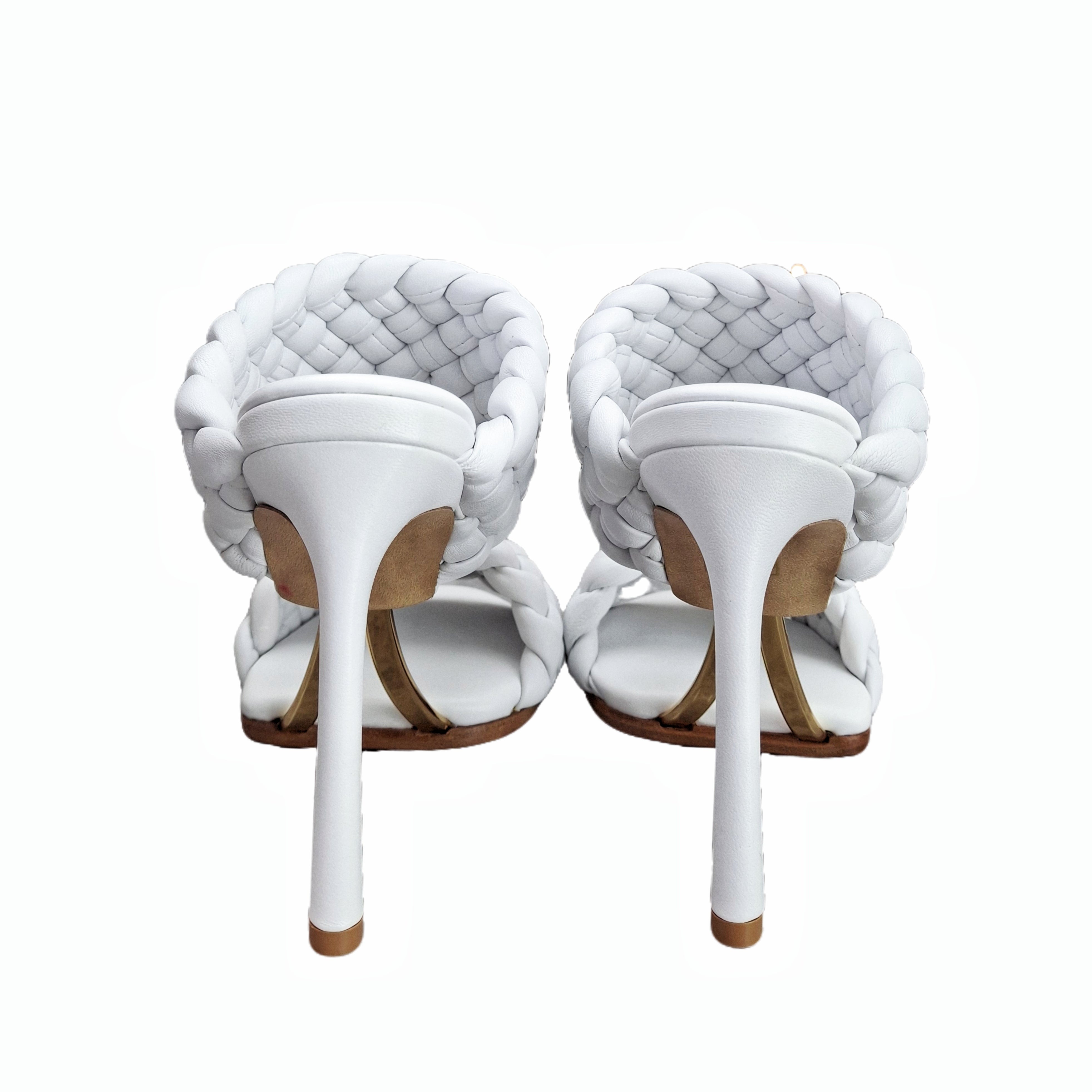 Bottega Veneta Curve Sandals (White) 38.5