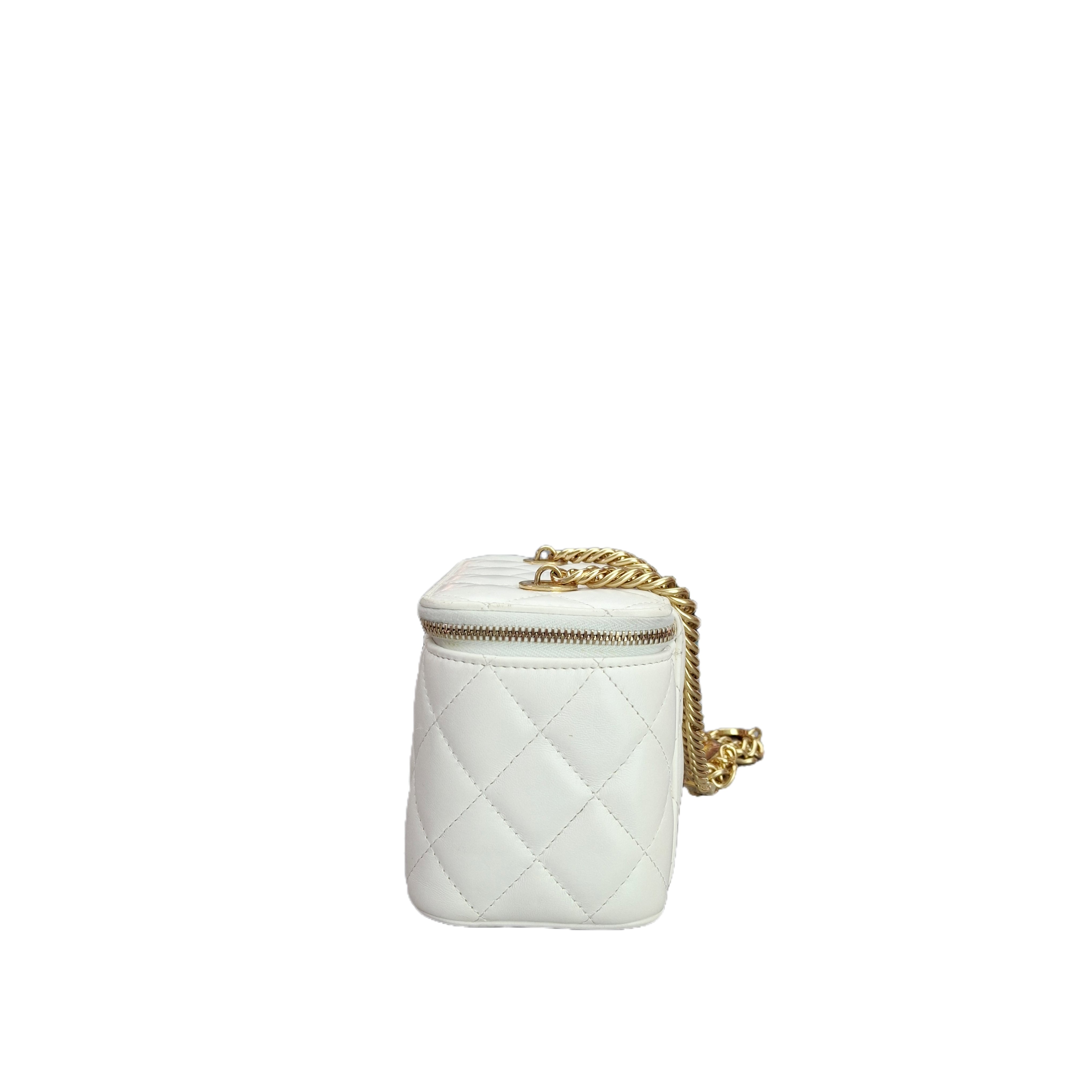 chanel vanity handbag GHW (white)