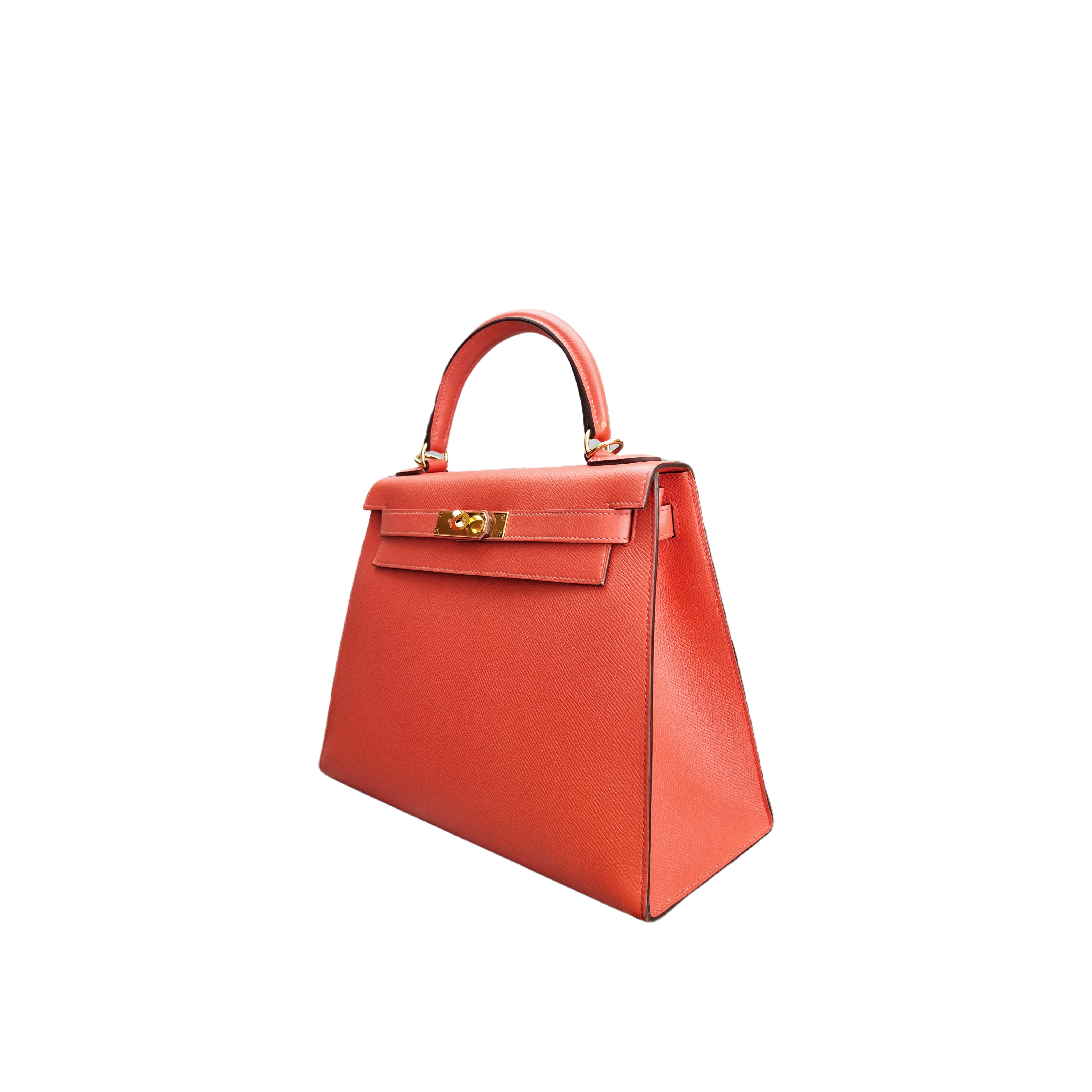 HERMÈS Kelly 28 in Taurillon Clemence Leather with GHW Rose Jaipur (Jaipur Pink) X Stamp