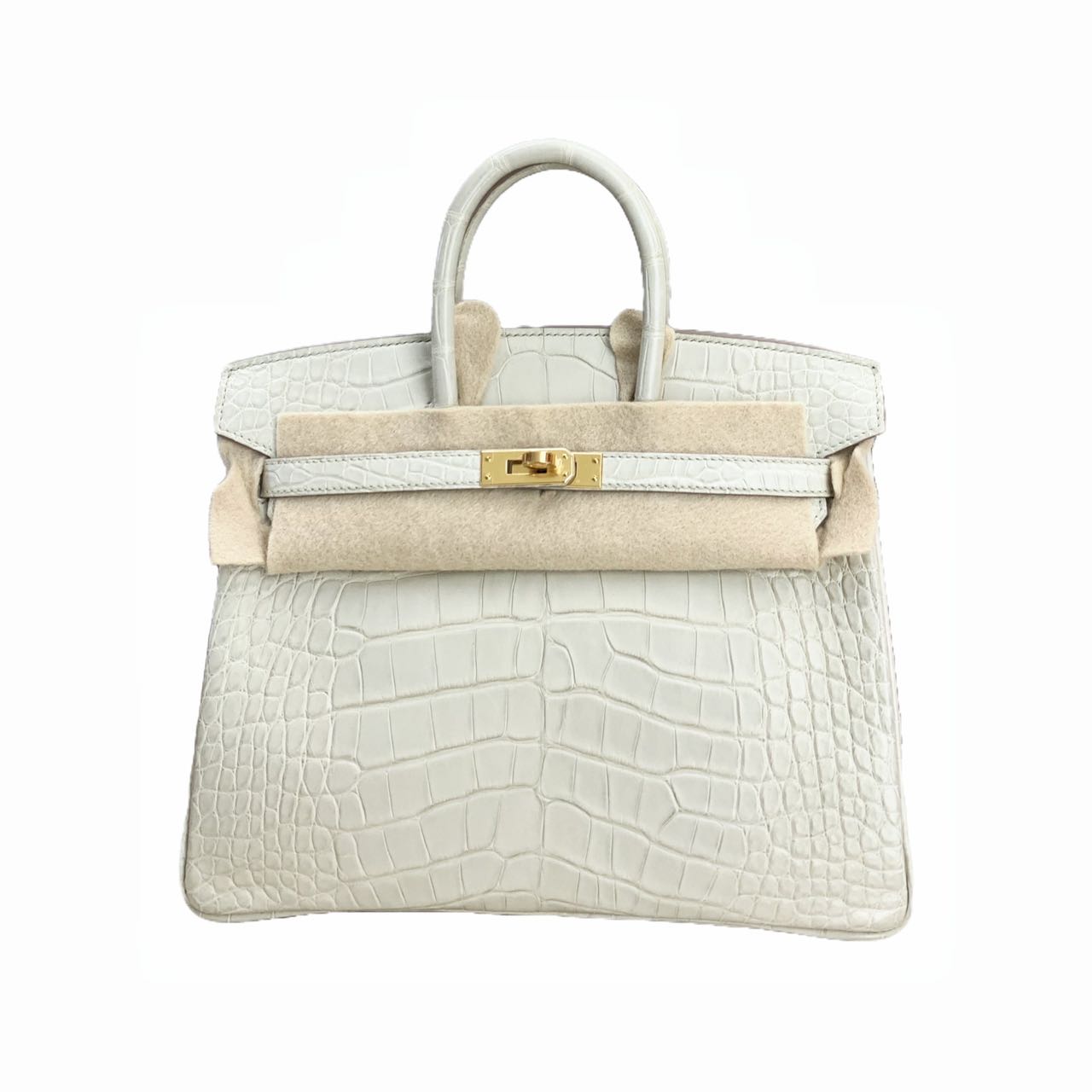 Hermès Birkin 25 Beton (white) Matte Alligator GHW B Stamp