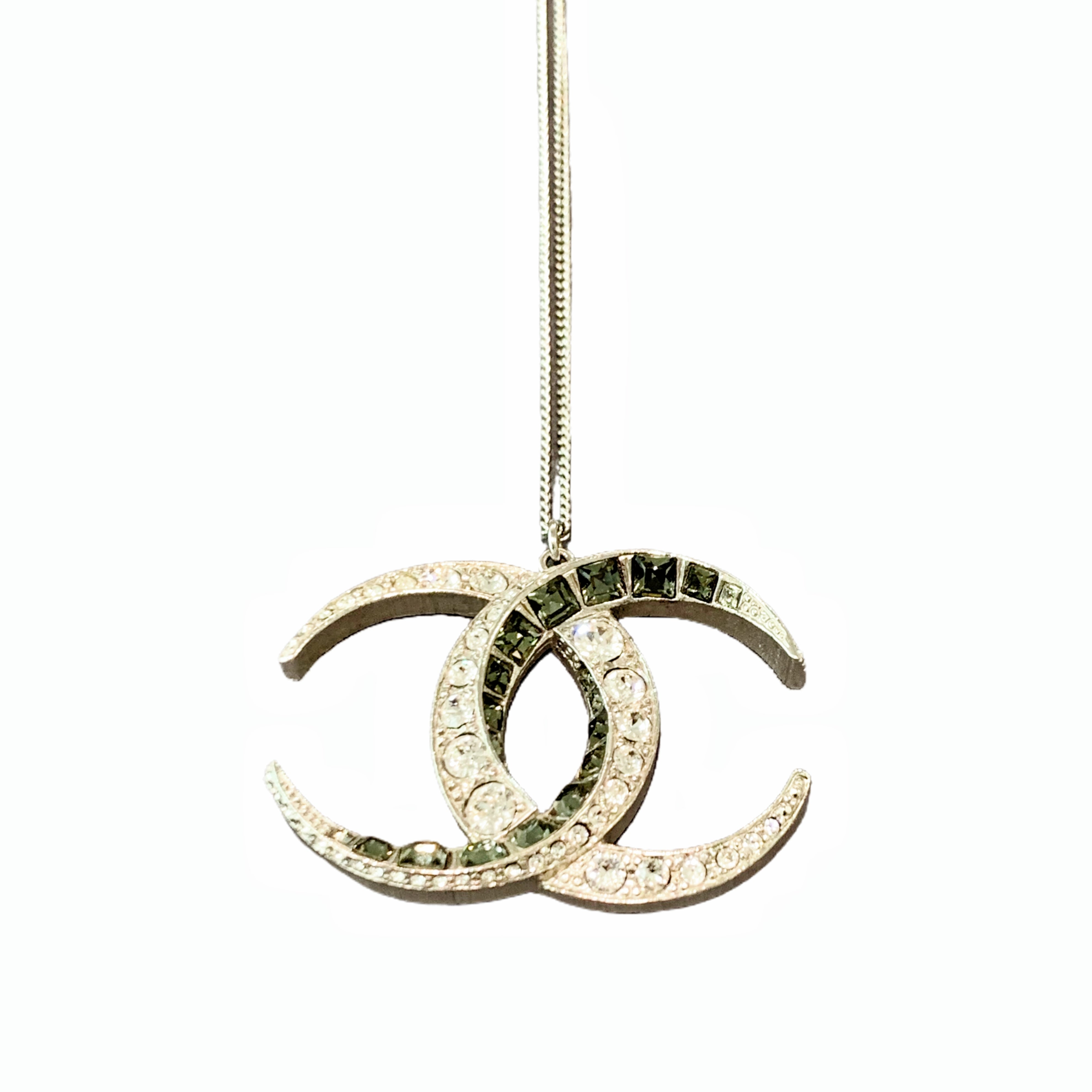 Chanel cc long necklace (White Gold)