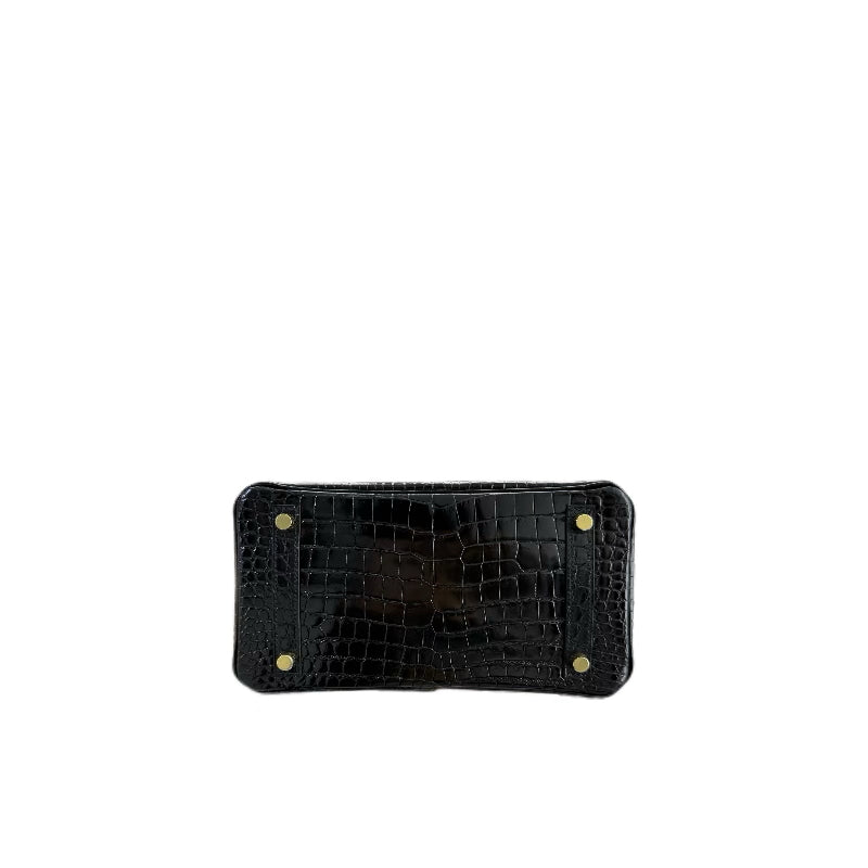 Hermès Birkin 25 Shiny Alligator GHW Noir (Black) Y Stamp