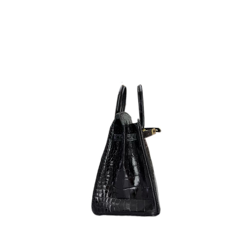 Hermès Birkin 25 Shiny Alligator GHW Noir (Black) Y Stamp