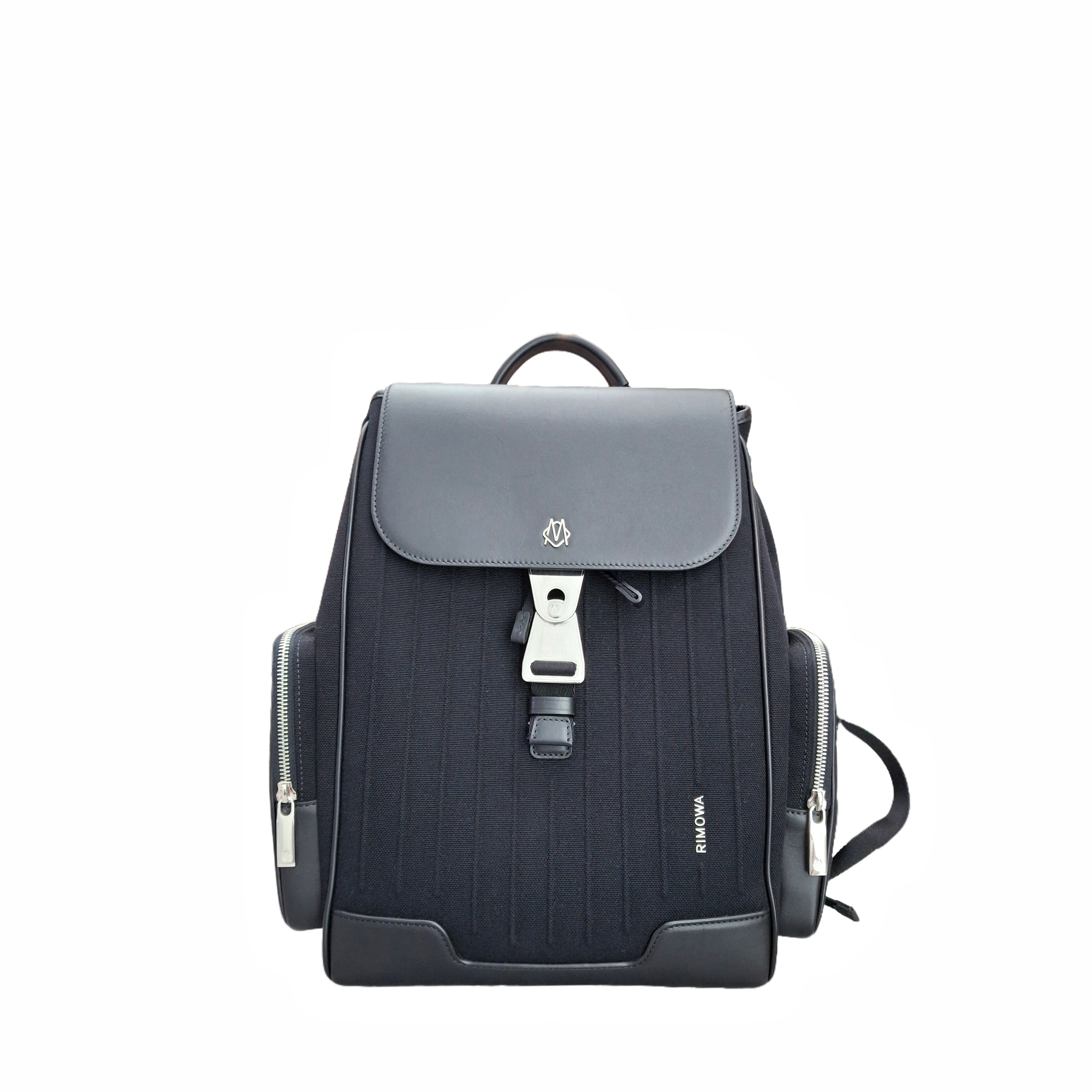 Rimowa small flap backpack canvas and full gain leather SHW (Black)
