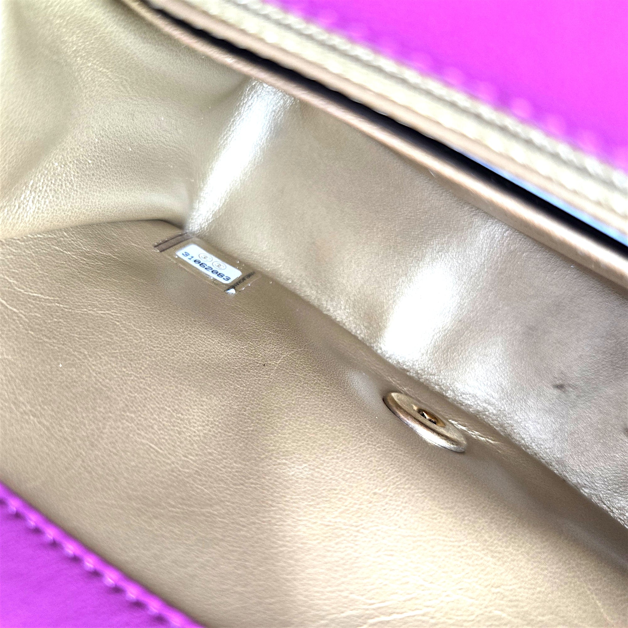 Chanel Mini Flap Bag Pearl Crush Lambskin Purple