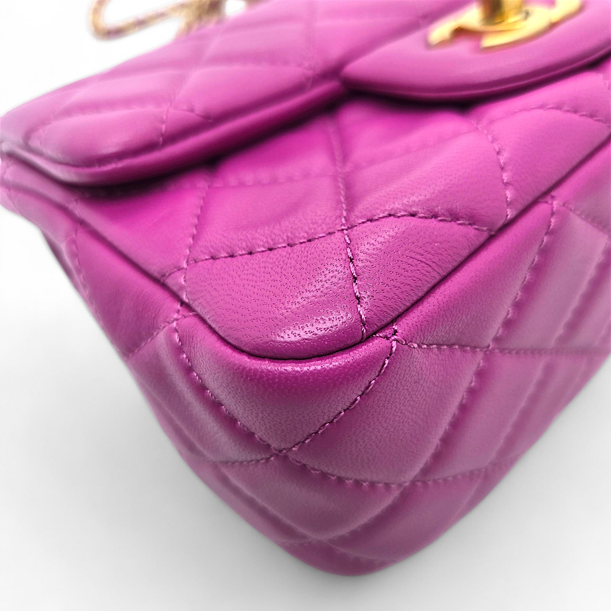 Chanel Mini Flap Bag Pearl Crush Lambskin Purple