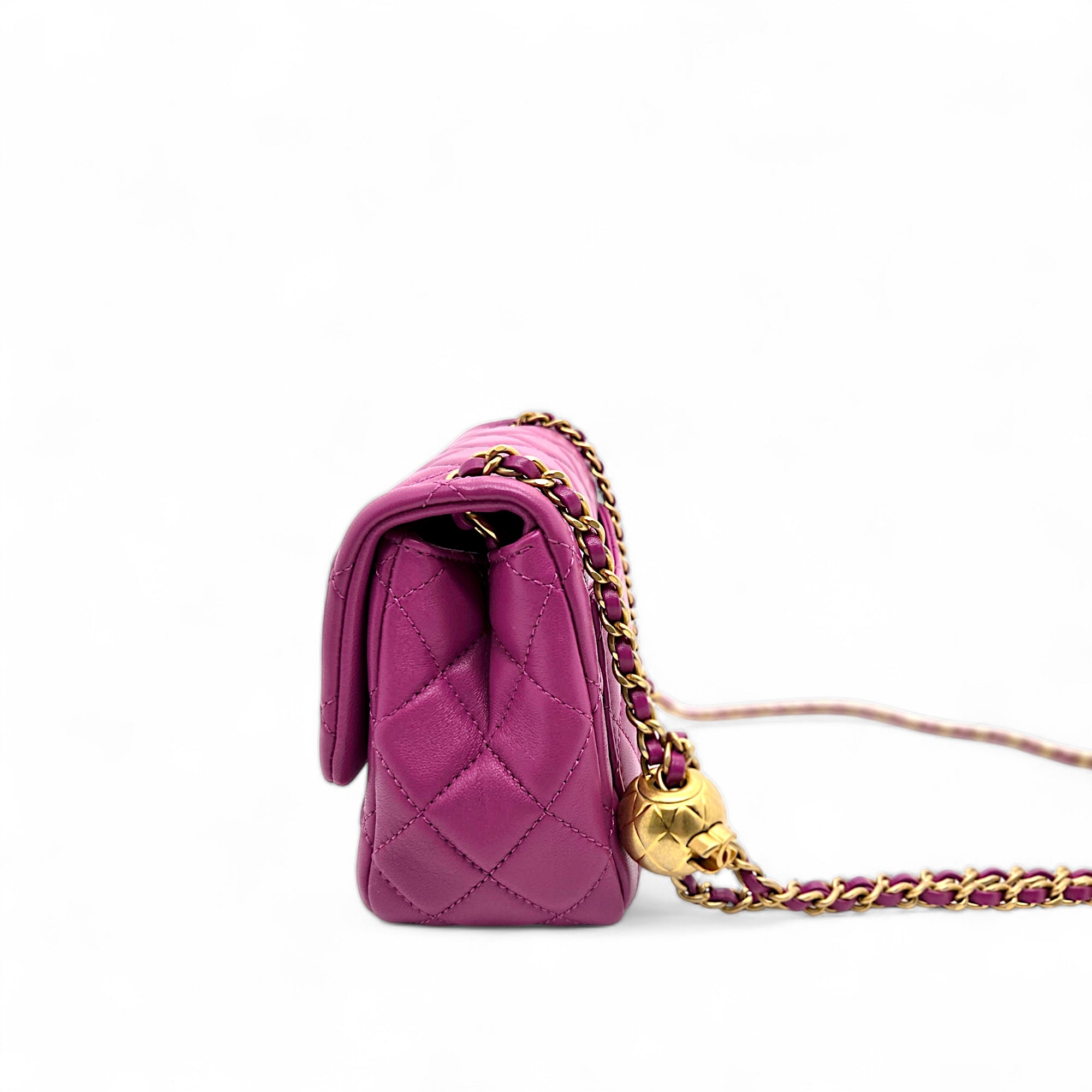 Chanel Mini Flap Bag Pearl Crush Lambskin Purple