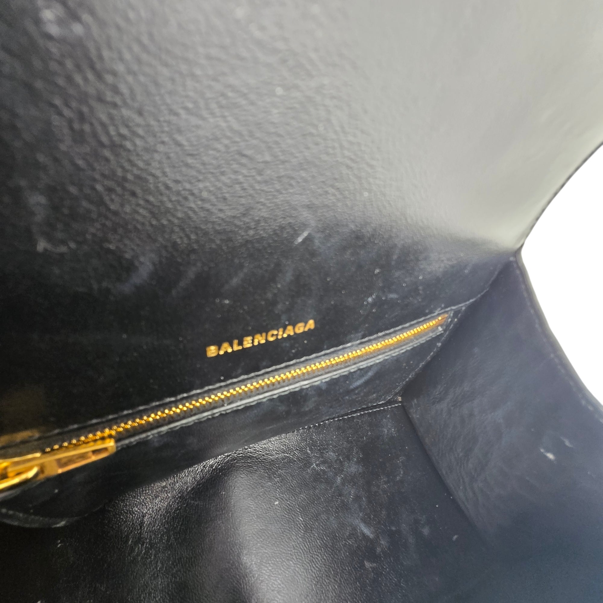 Balenciaga Hourglass Small Handbag Crocodile Embossed in Black