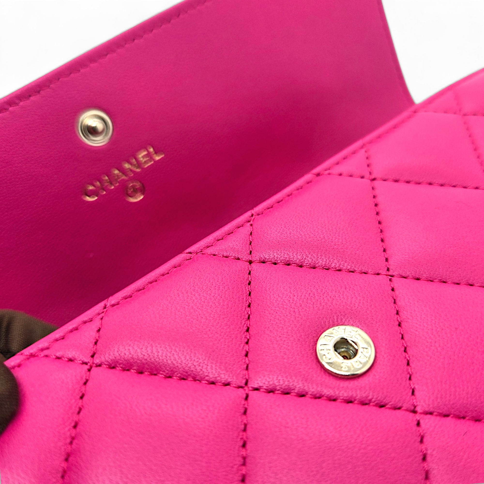 Chanel Flap Quilted Leather Continental Long Wallet Pink