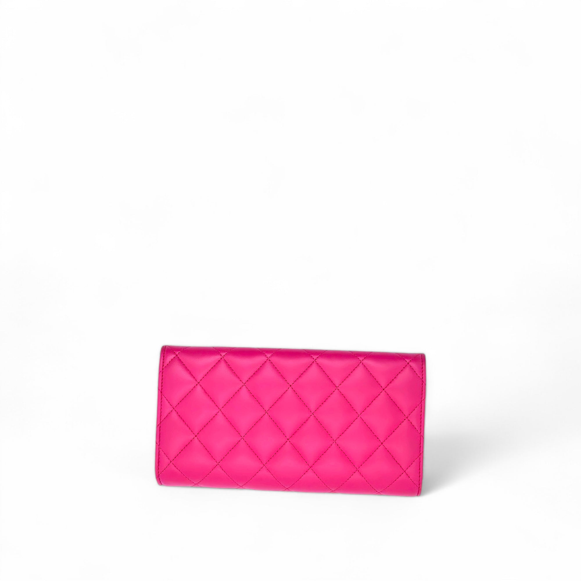 Chanel Flap Quilted Leather Continental Long Wallet Pink