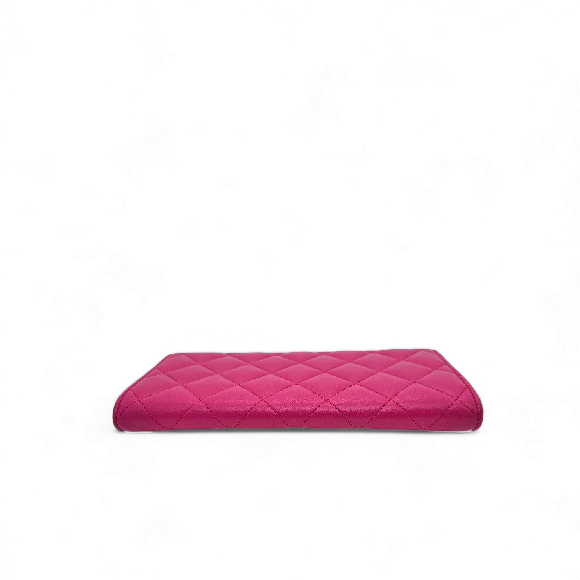 Chanel Flap Quilted Leather Continental Long Wallet Pink