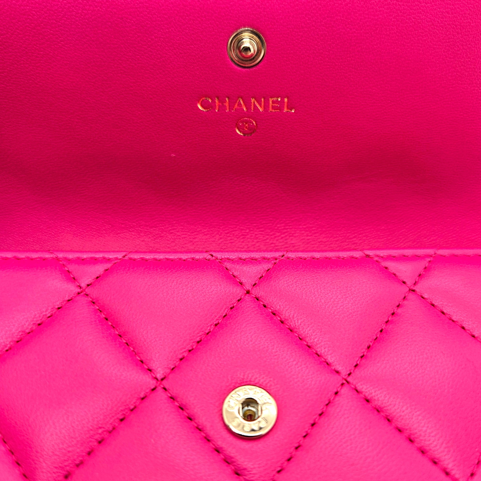 Chanel Flap Quilted Leather Continental Long Wallet Pink