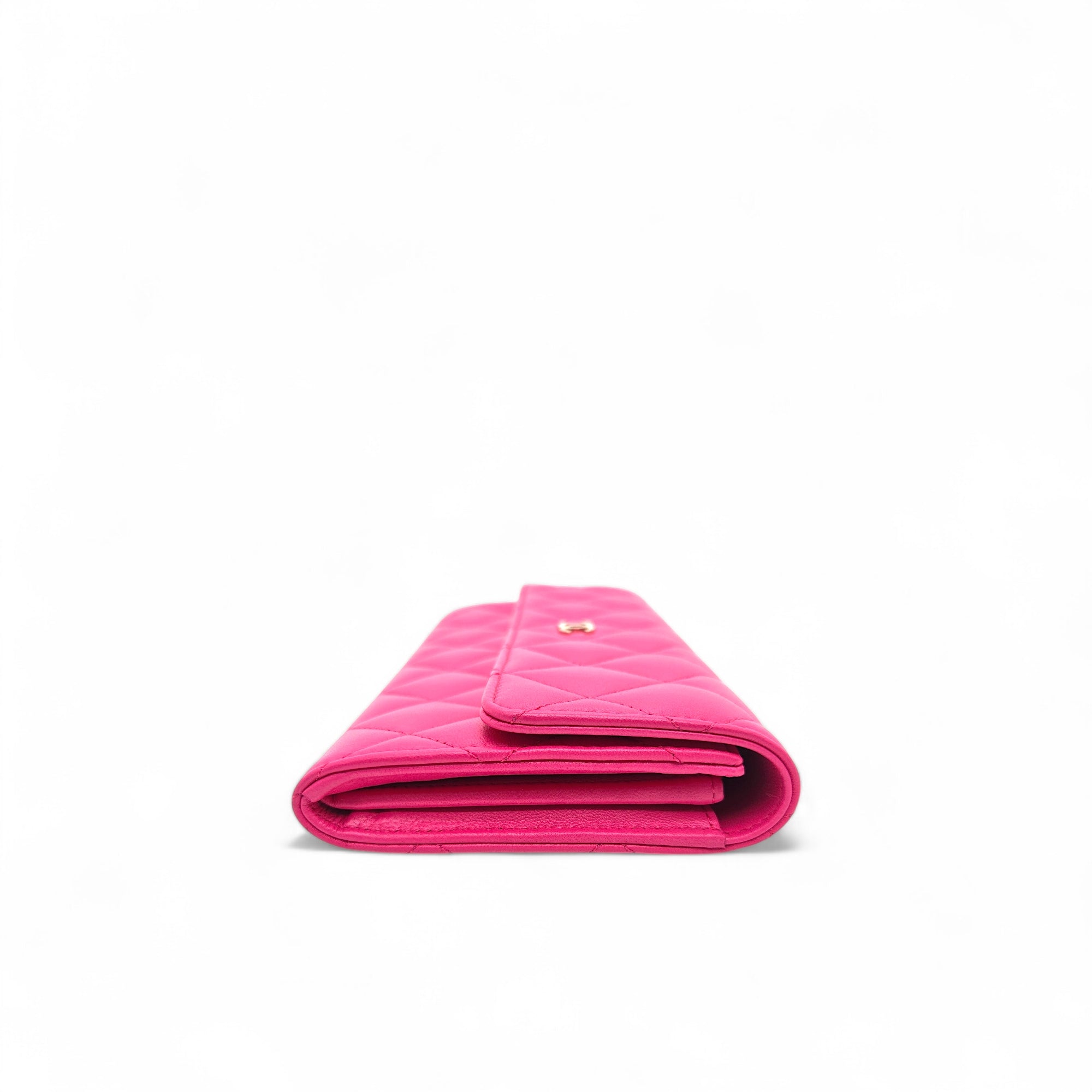 Chanel Flap Quilted Leather Continental Long Wallet Pink