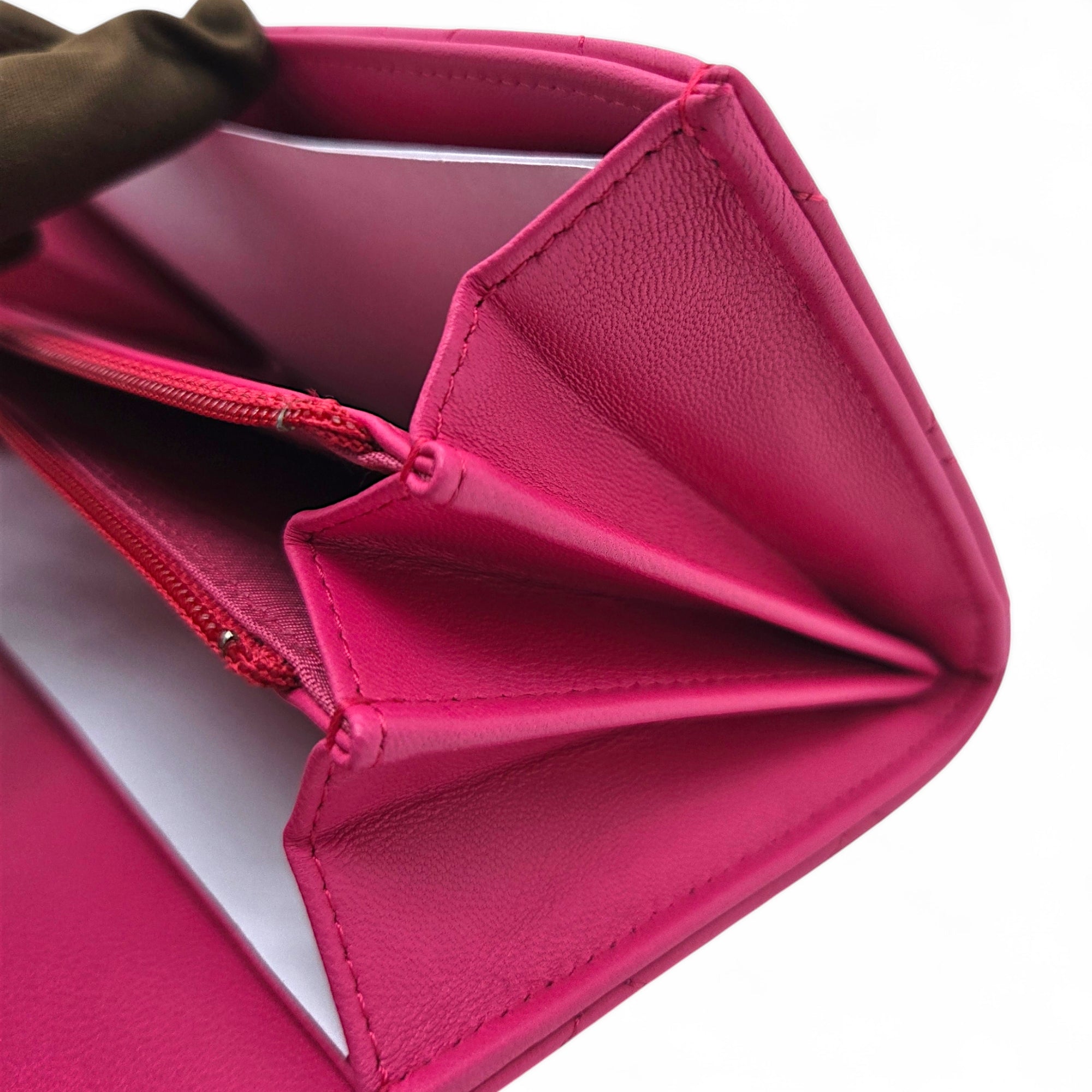 Chanel Flap Quilted Leather Continental Long Wallet Pink