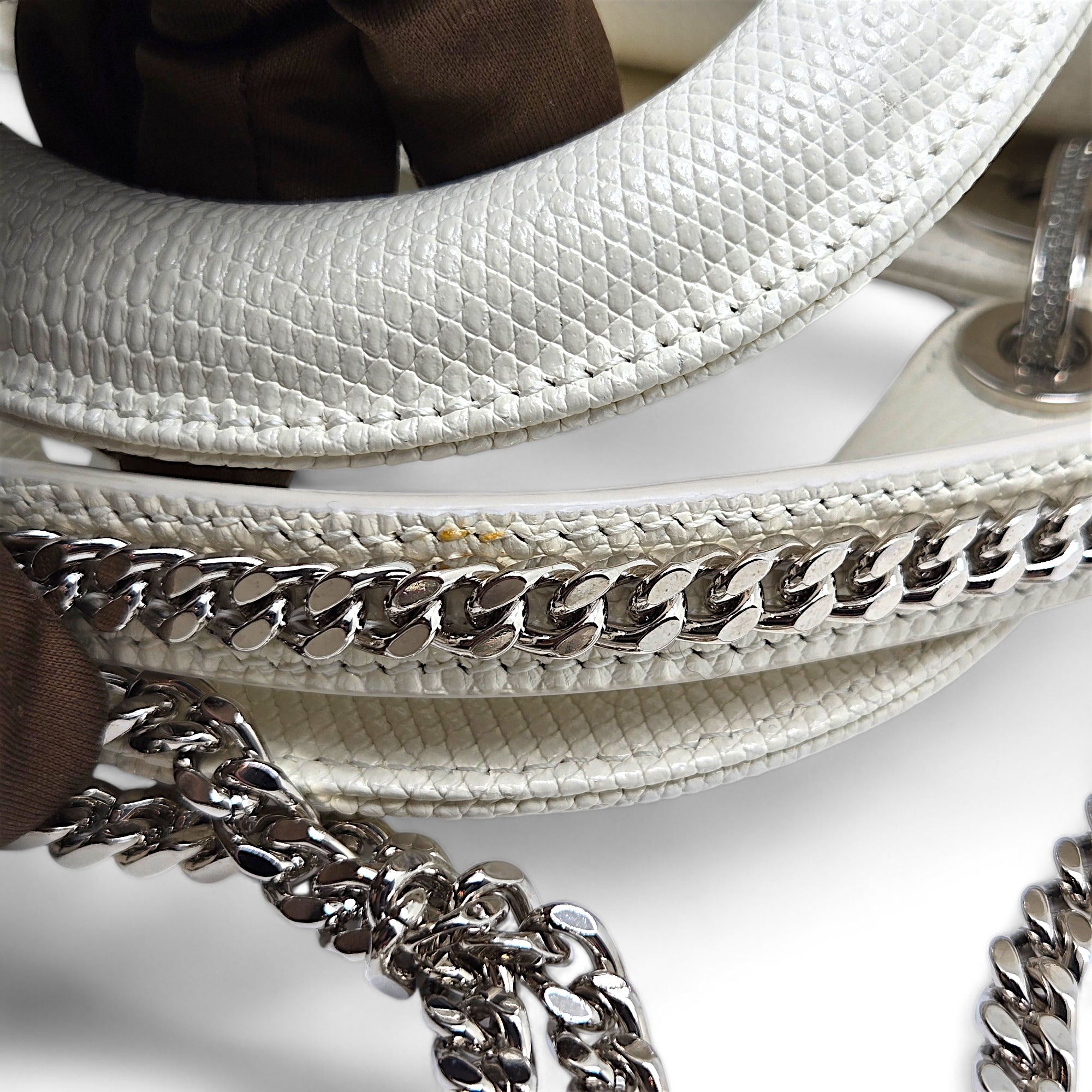 Dior Lizard Mini Lady Dior Bag White