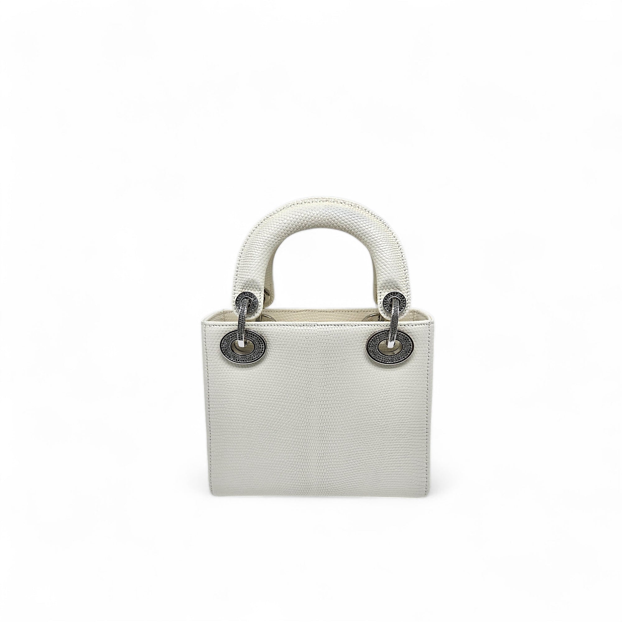 Dior Lizard Mini Lady Dior Bag White