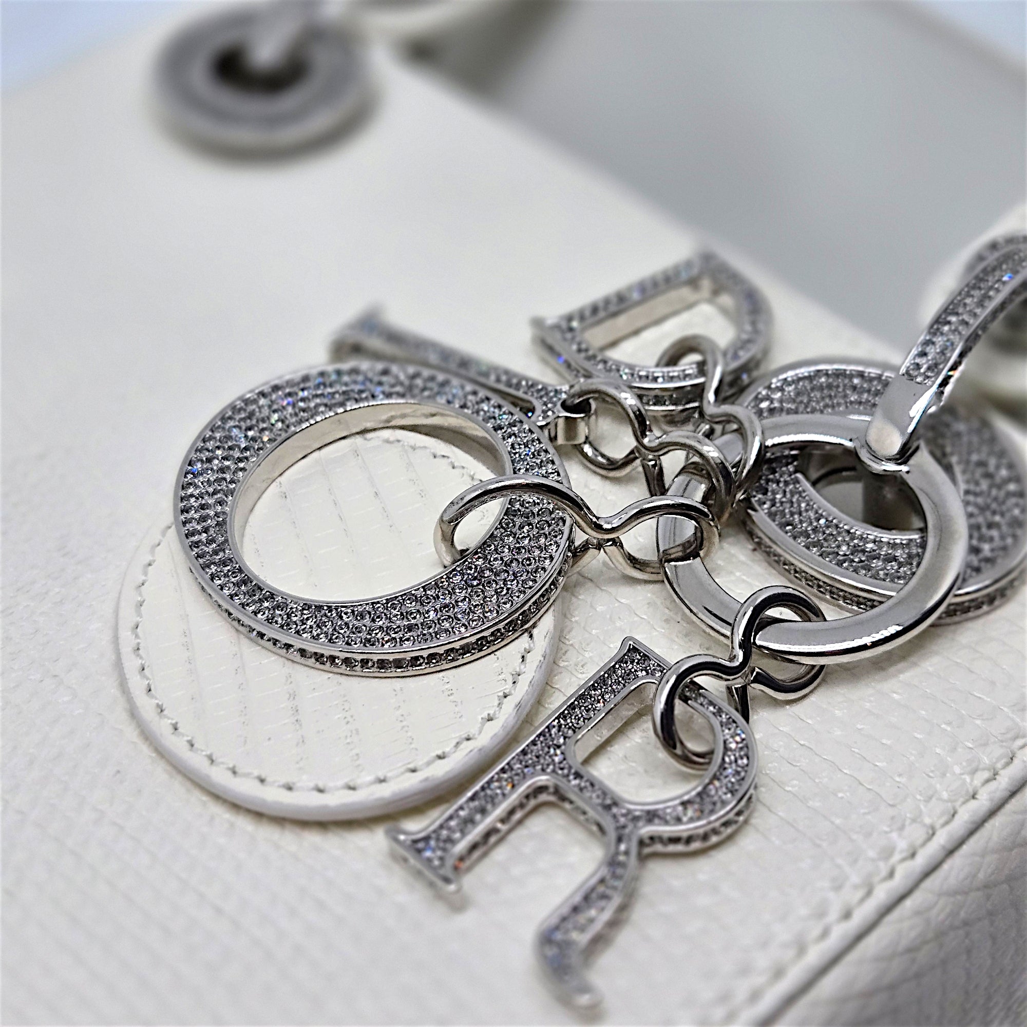 Dior Lizard Mini Lady Dior Bag White
