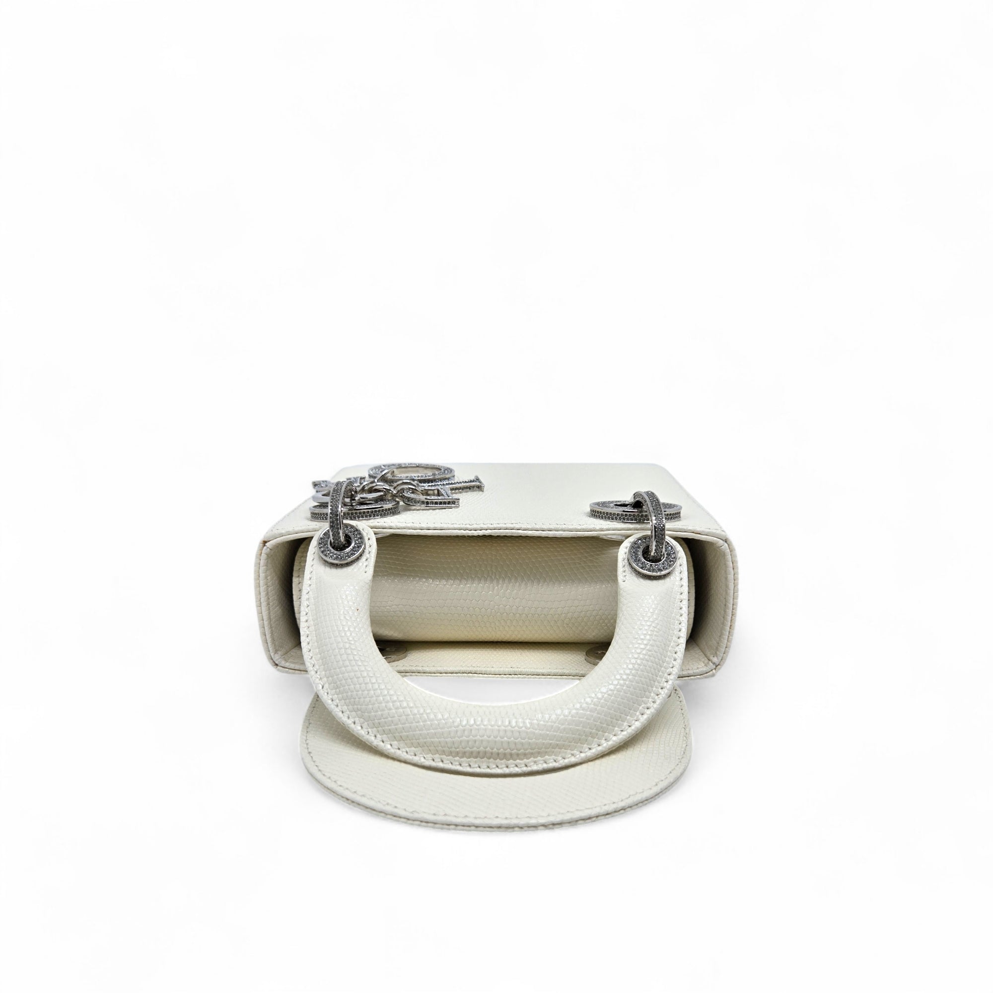 Dior Lizard Mini Lady Dior Bag White
