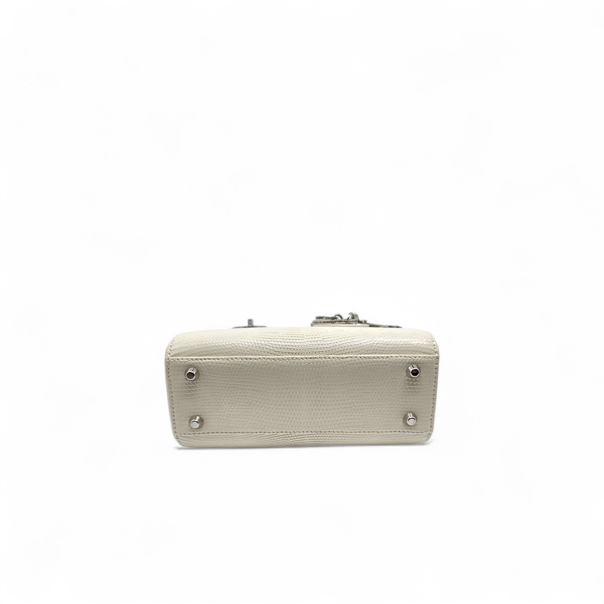 Dior Lizard Mini Lady Dior Bag White