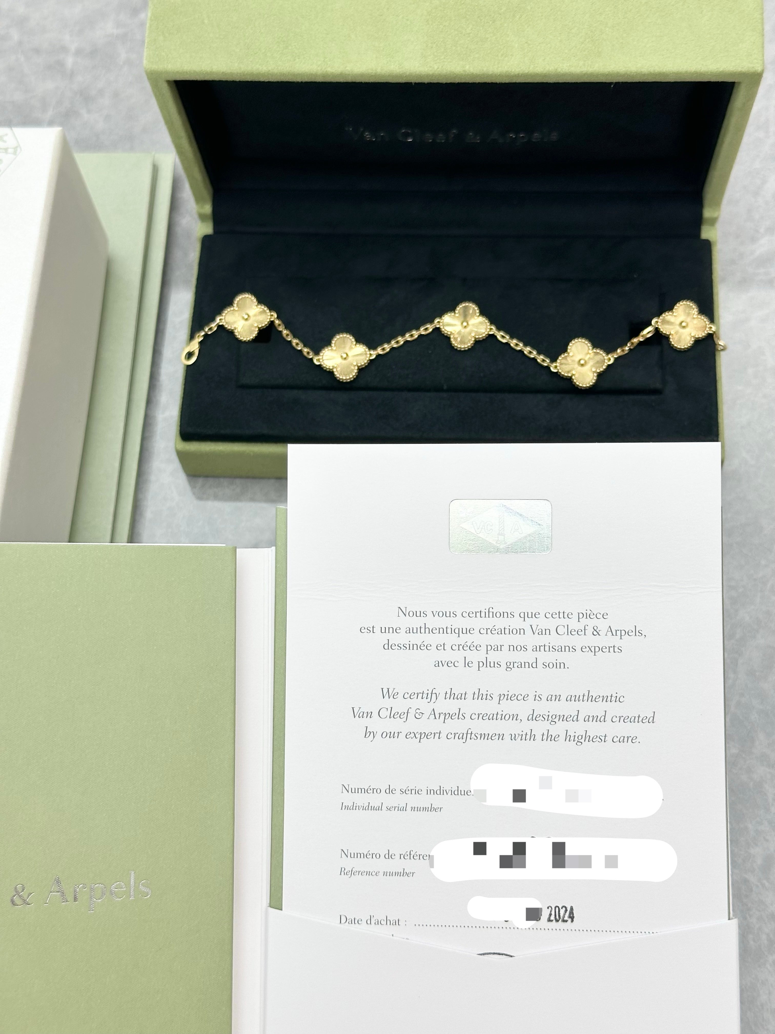 Van Cleef & Arpels Vintage Alhambra bracelet with five motifs, 18k yellow gold