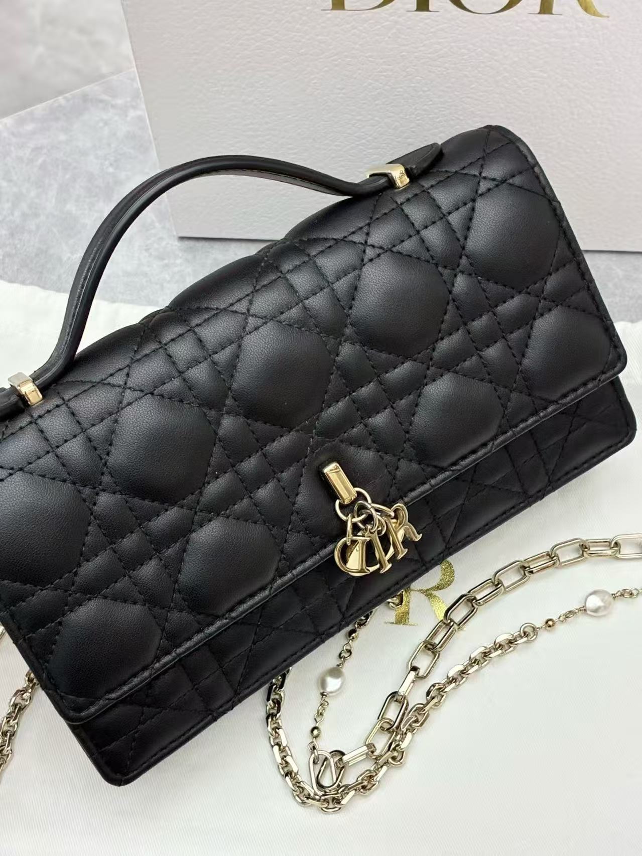 Christian Dior My Dior Mini Bag in black Cannage lambskin