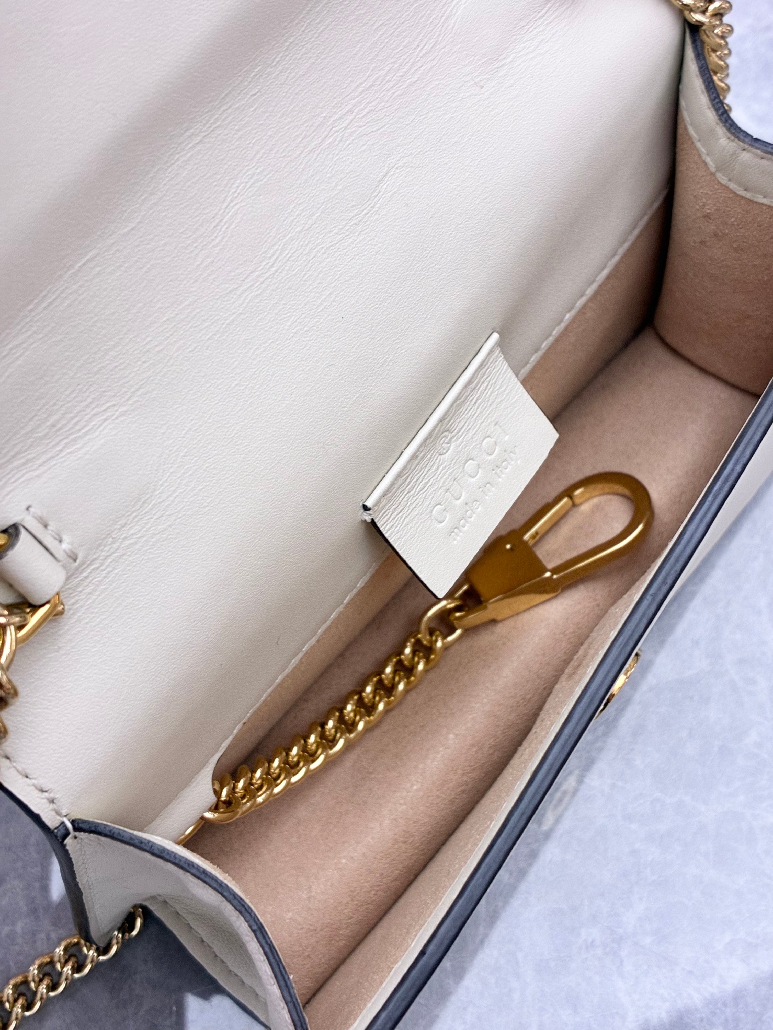 Gucci Sylvie Mini chain bag in soft milk-white leather