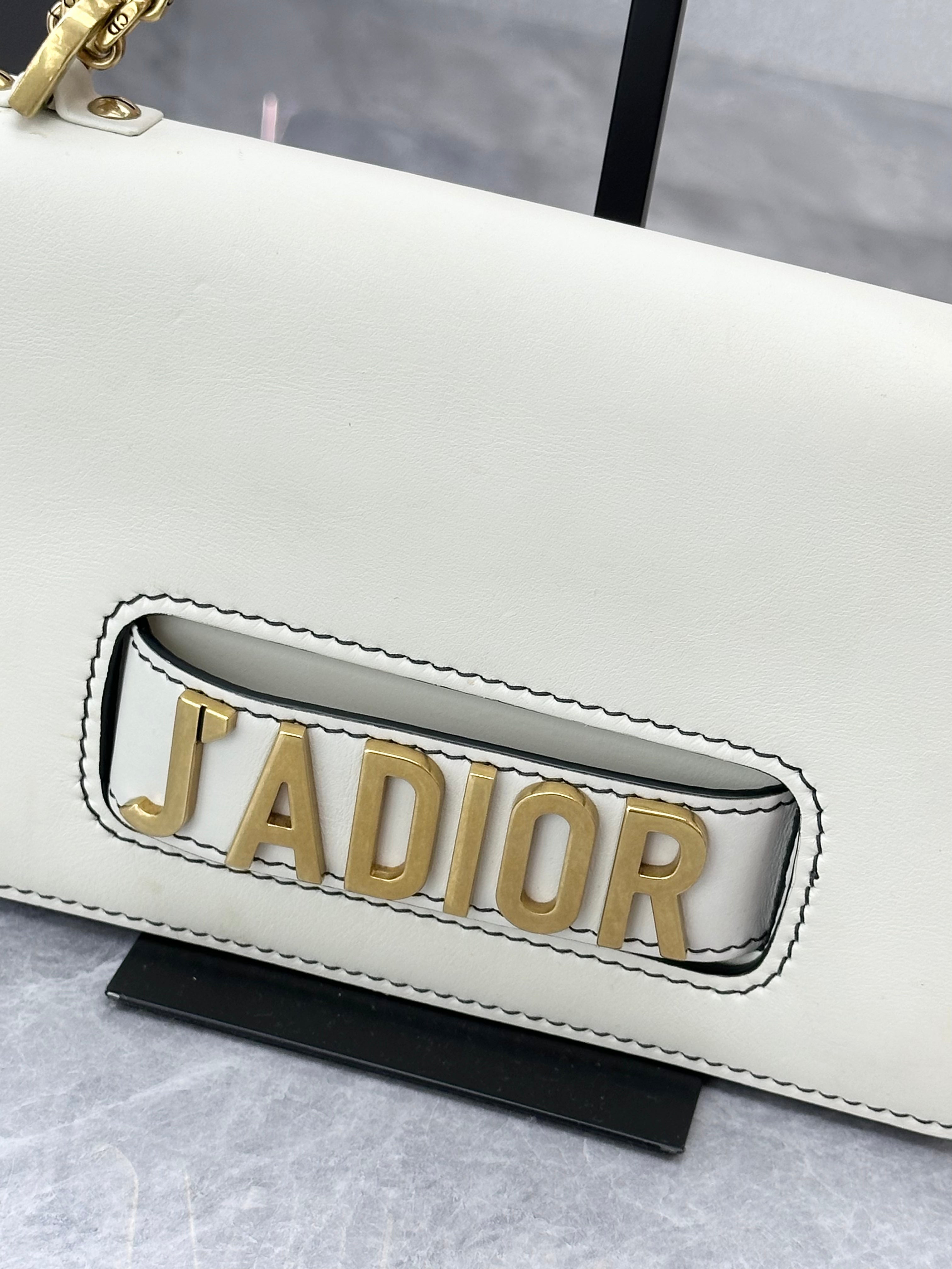 Christian Dior J'adior Medium White Calfskin Chain Flap Bag