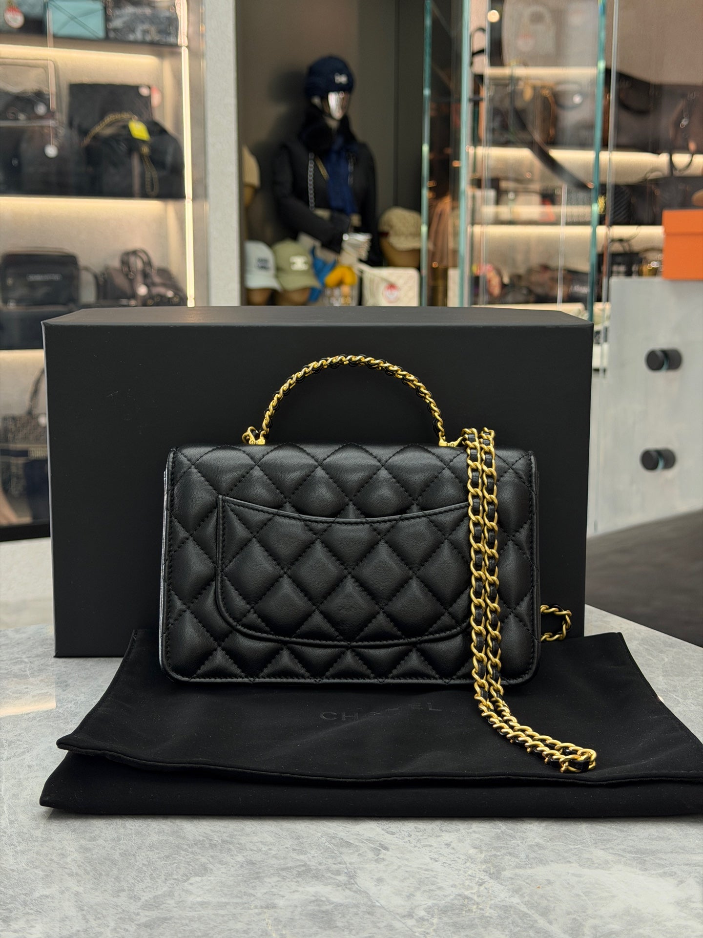Chanel 24C Handle WOC black lambskin gold hardware view 2