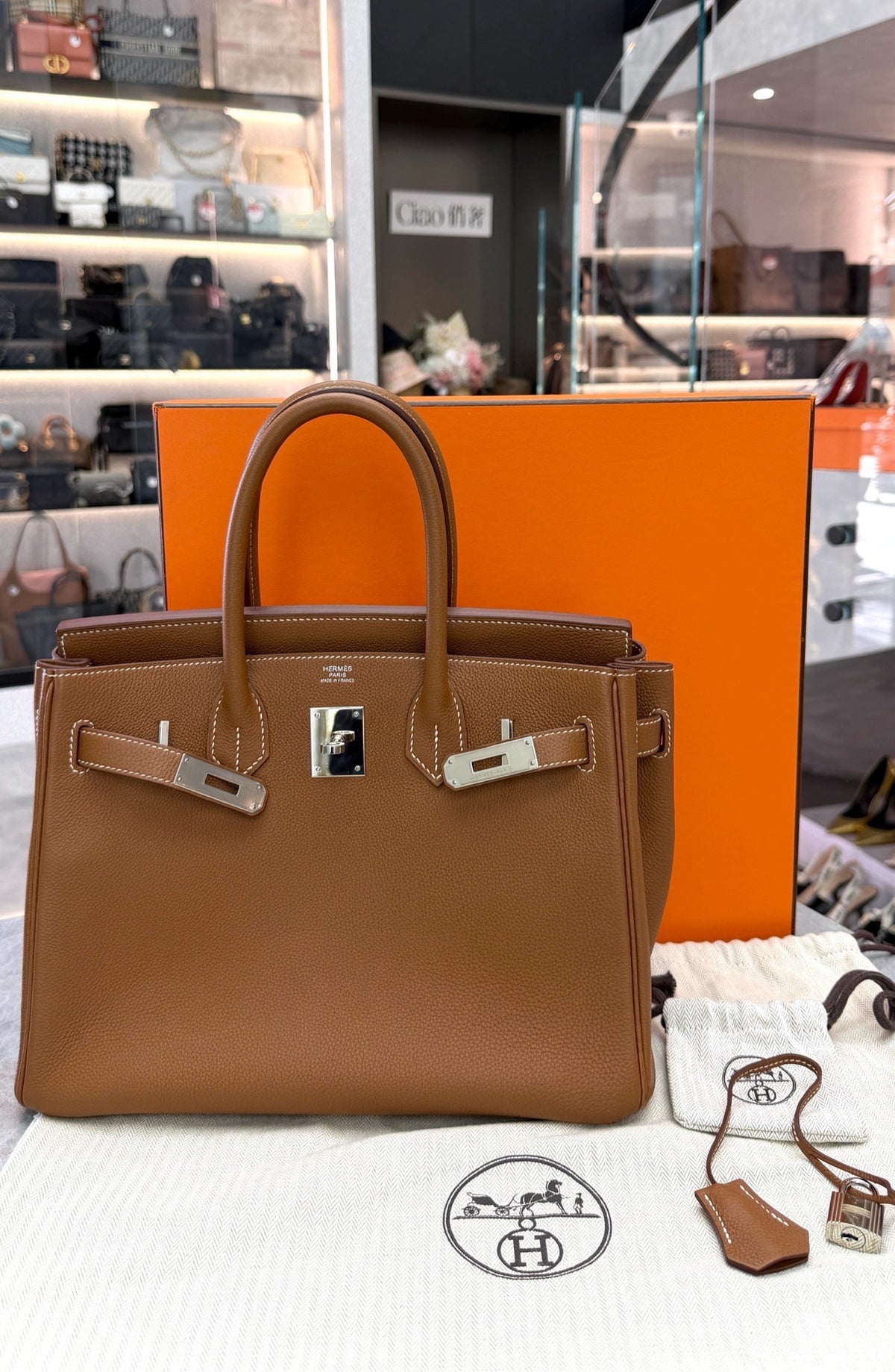 HERMÈS Birkin 30 – Gold Togo Leather, Palladium Hardware, A Stamp, Excellent Pre-Owned