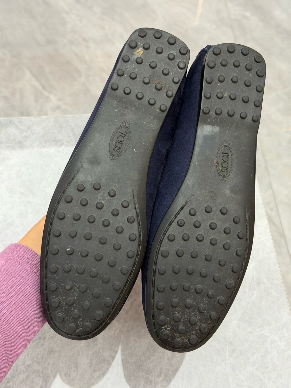 TOD'S Gommino Suede Loafers – Navy Blue, Size 36, Good Pre-Owned