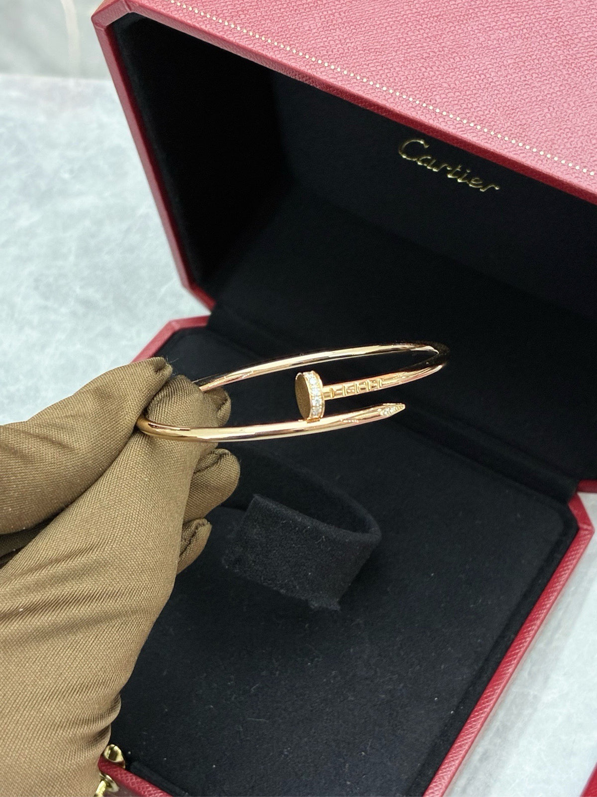 CARTIER Juste un Clou Bracelet – Small Model, 18K Rose Gold with Diamonds, Size 15, Brand New