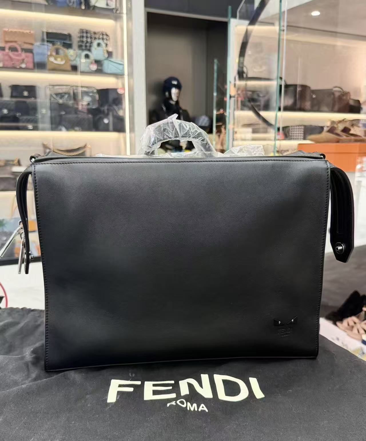 Fendi Lui briefcase in black leather