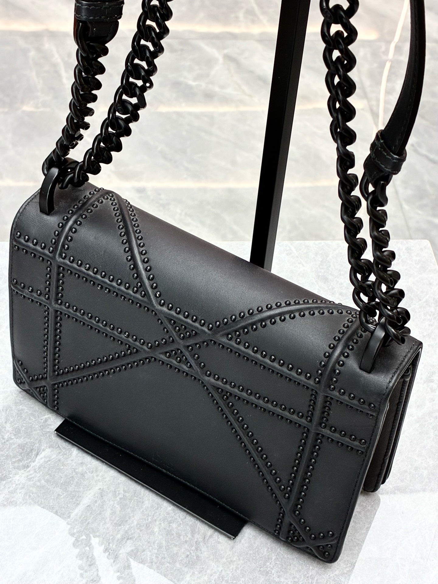 Dior Diorama black So Black studded Cannage bag rear view