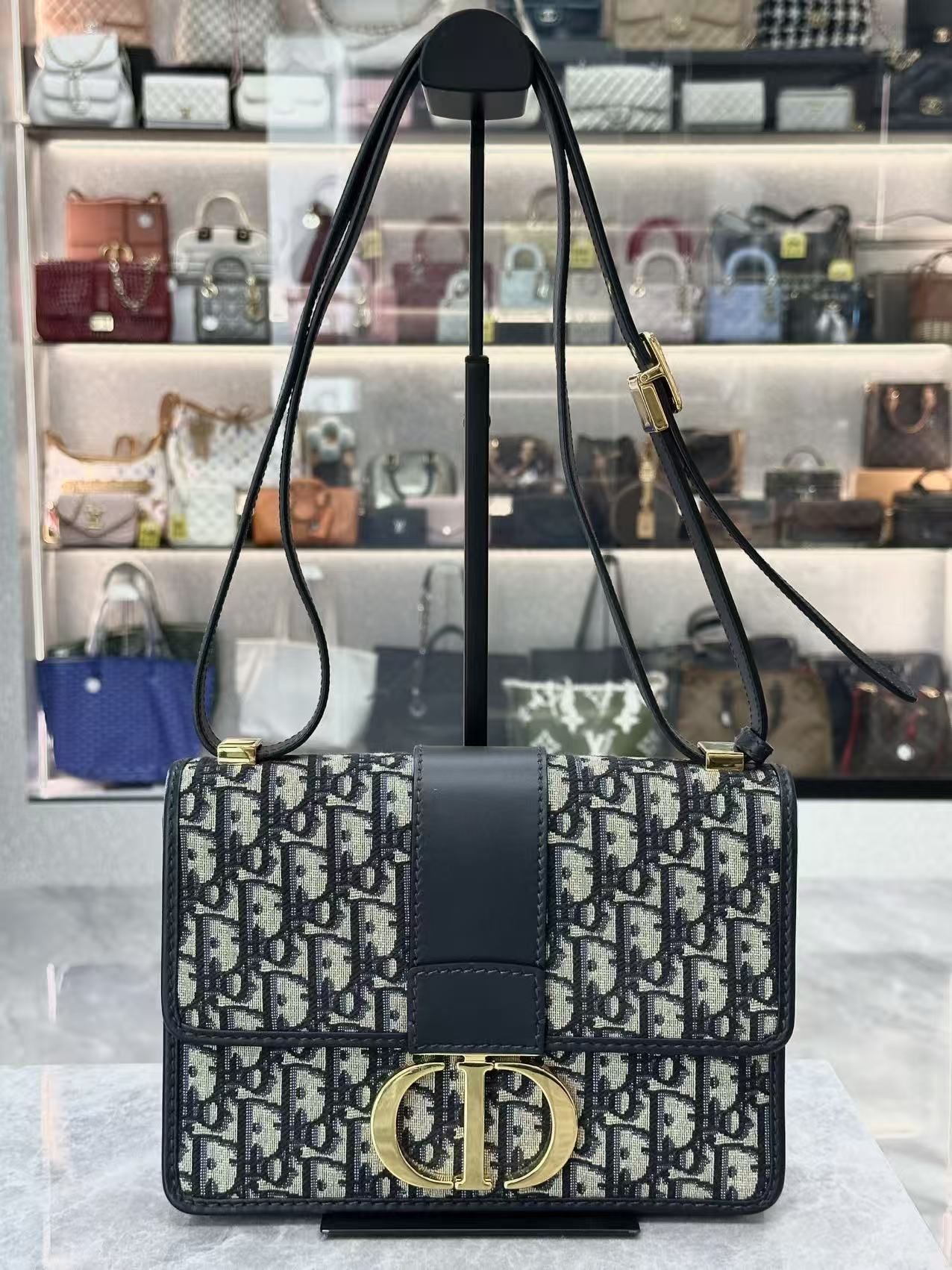 Christian Dior 30 Montaigne Bag Blue Dior Oblique Jacquard