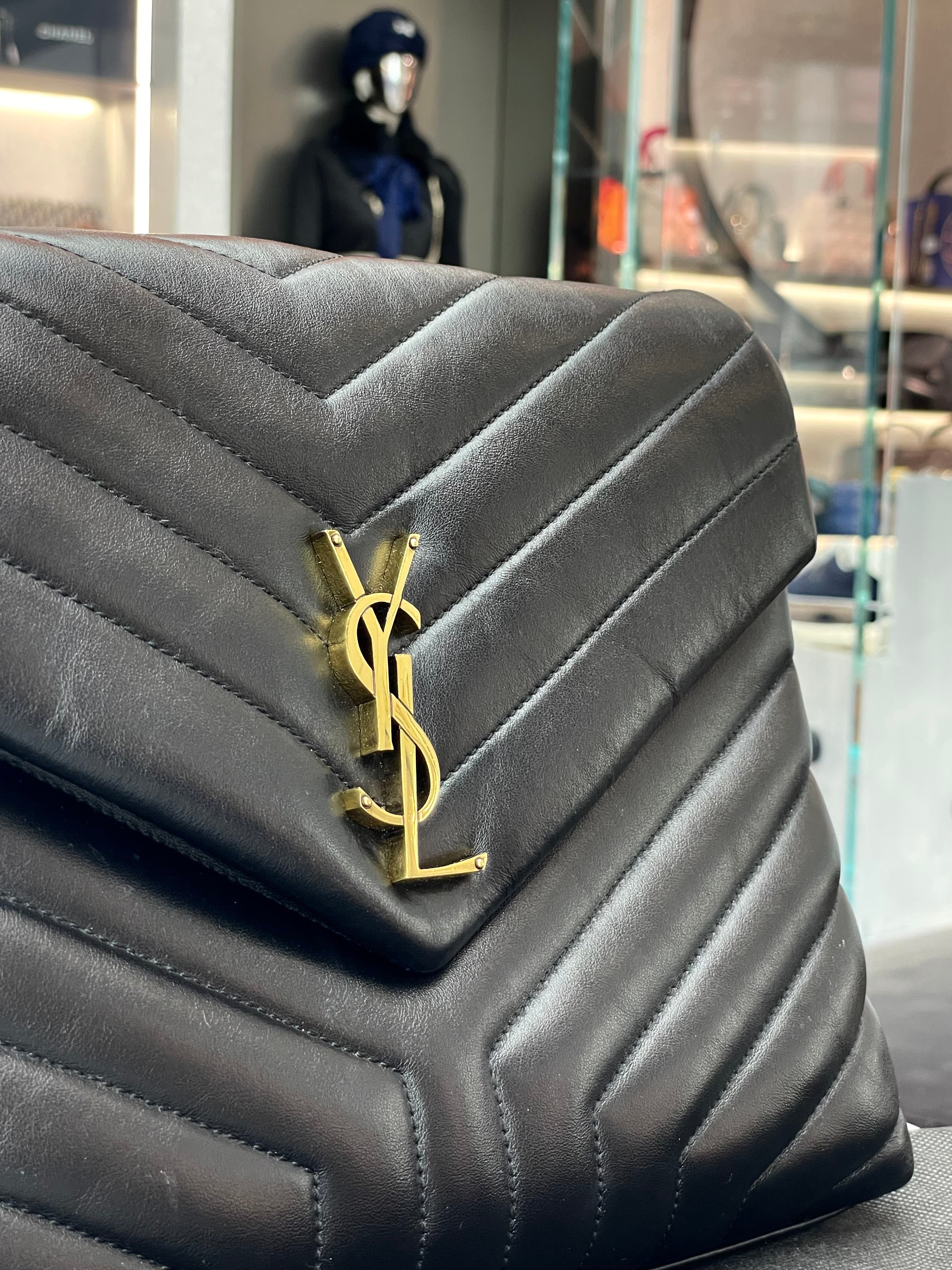 Saint Laurent Paris YSL Black Large Loulou Chain Bag