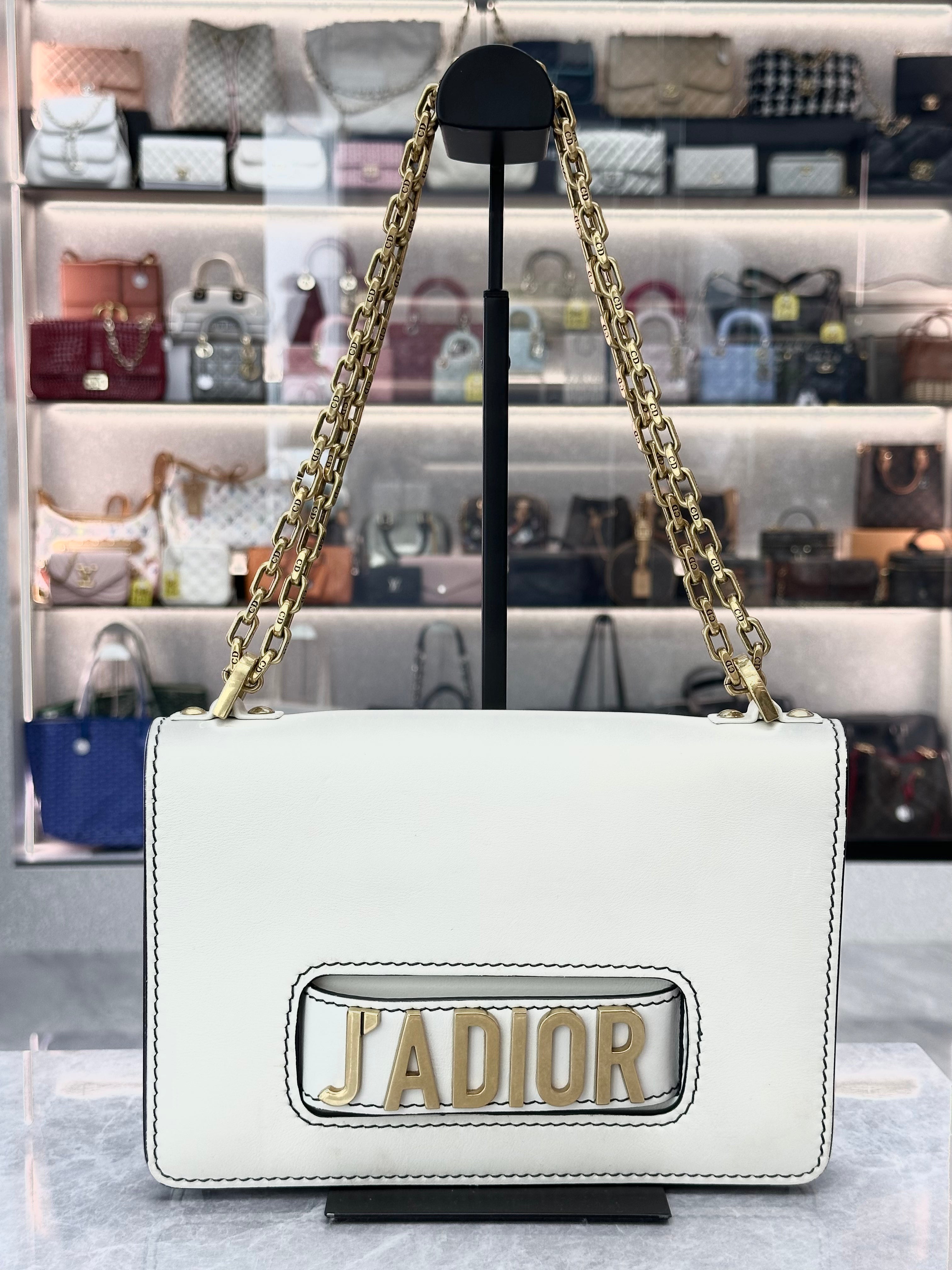 Christian Dior J'adior Medium White Calfskin Chain Flap Bag