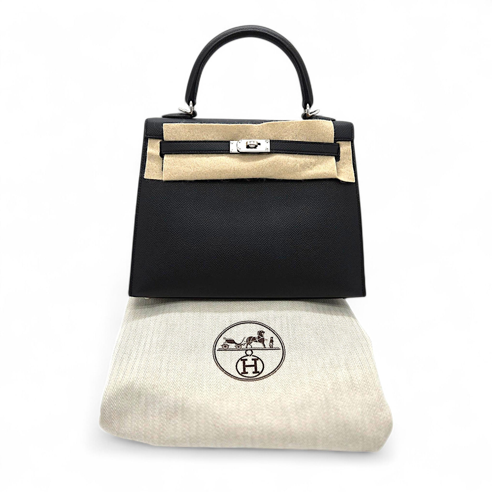 Hermès Kelly 25 Black Sellier Epsom