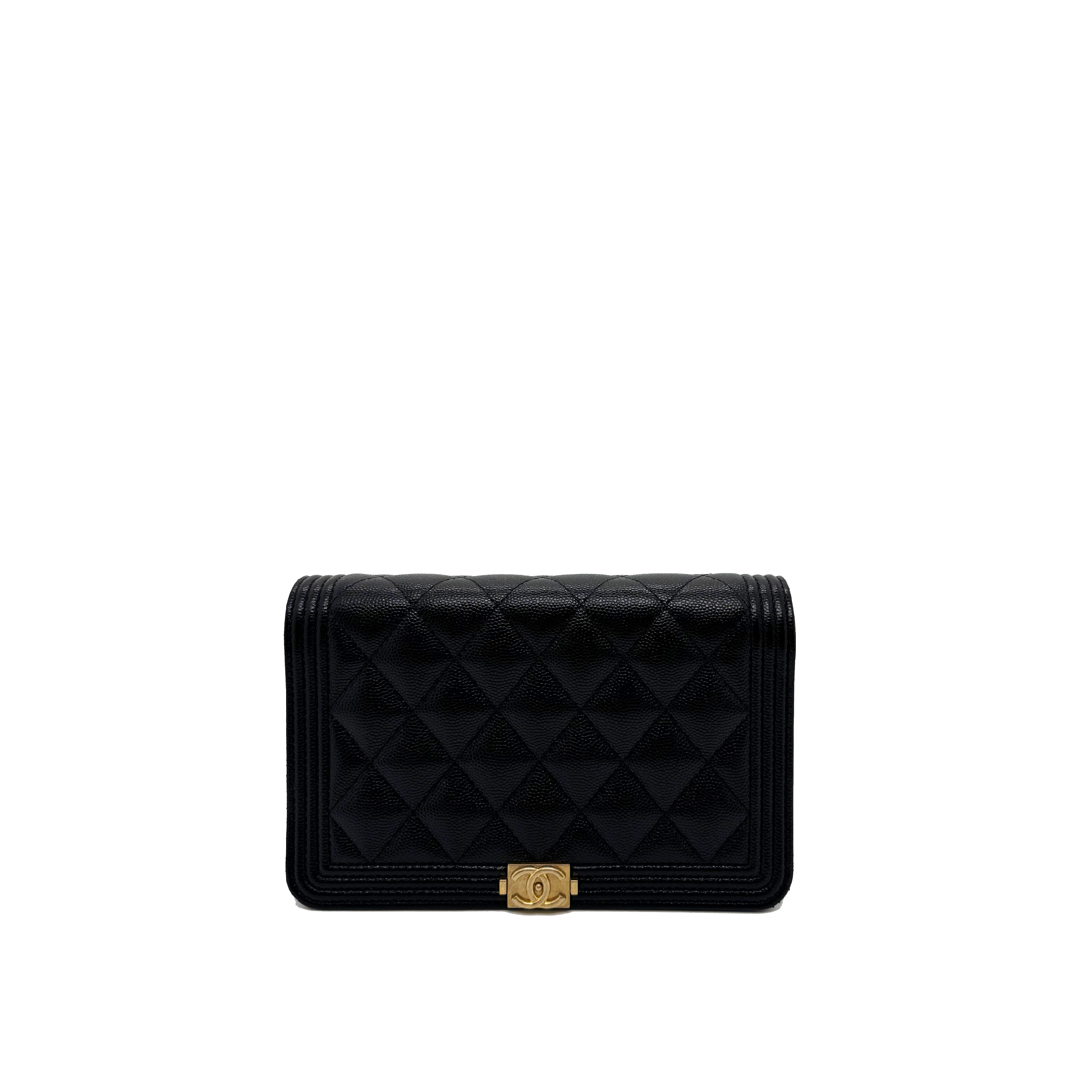 CHANEL Boy Wallet on Chain Grained Calfskin - Black
