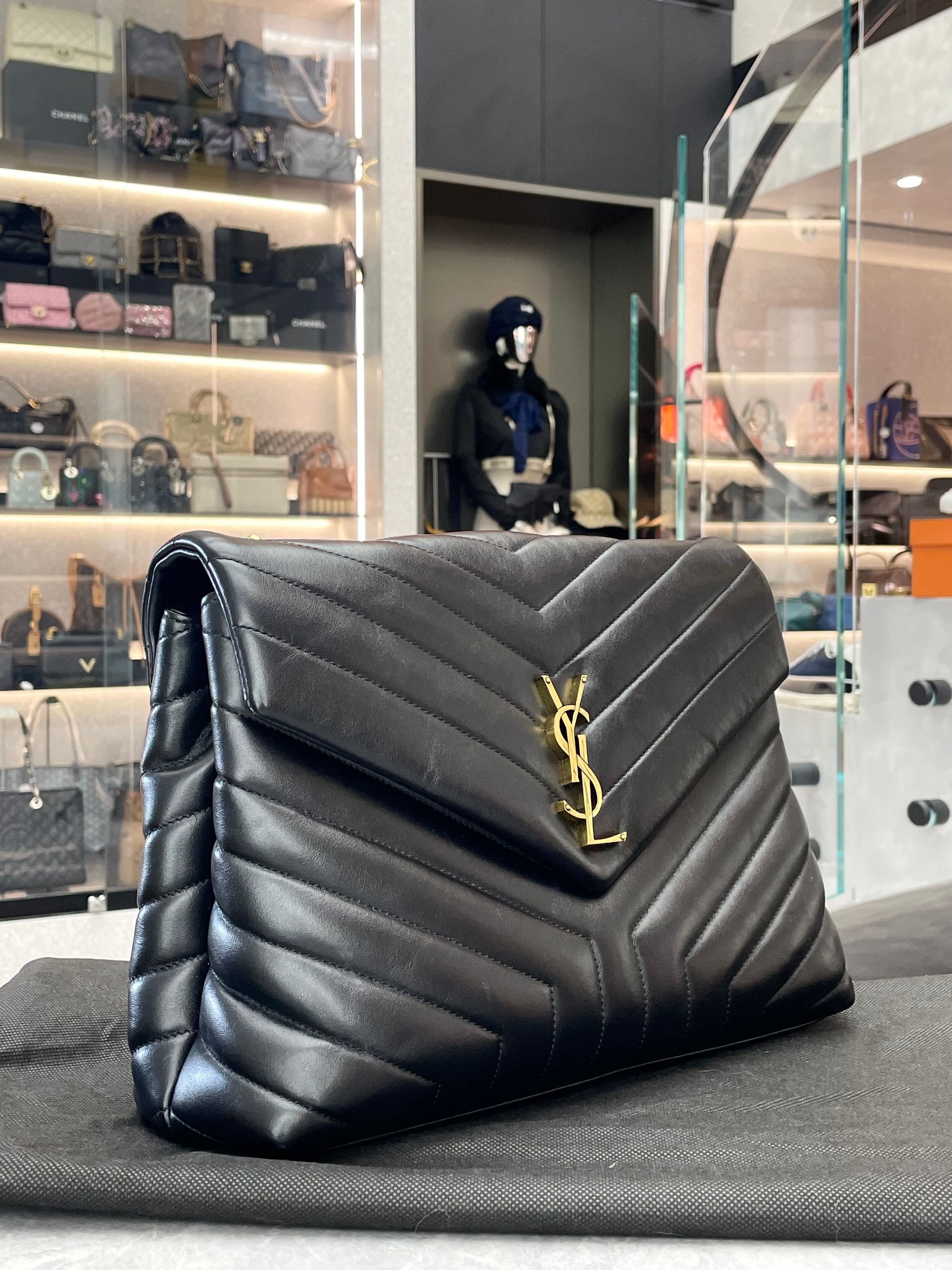 Saint Laurent Paris YSL Black Large Loulou Chain Bag